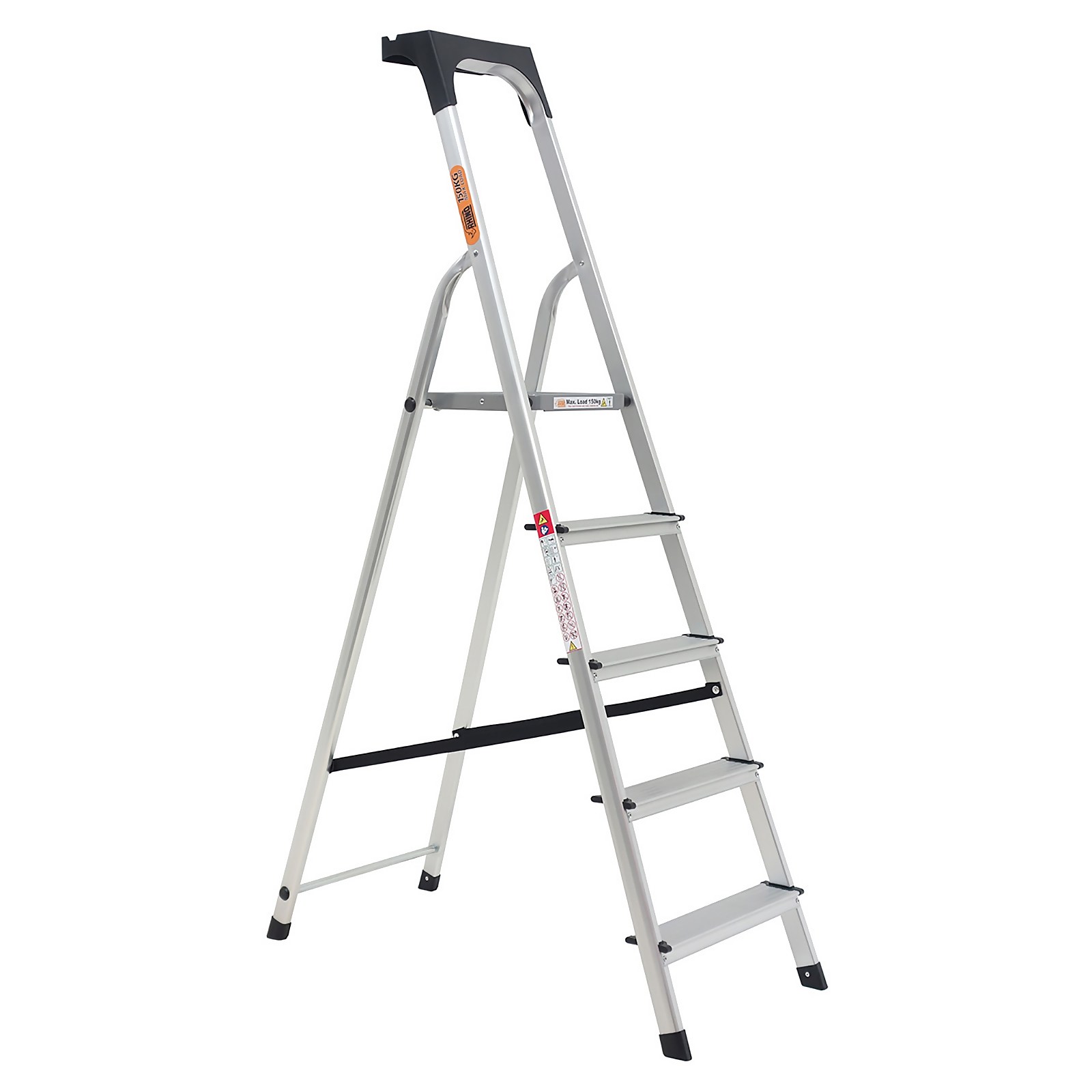 Photo of Rhino Lightweight Aluminium Step Ladder With Tool Tray - 5 Tread