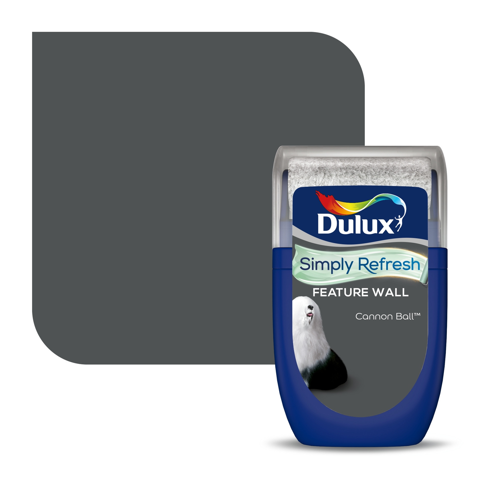 Dulux Simply Refresh Feature Wall One Coat Matt Emulsion Paint Cannon Ball - Tester 30ml