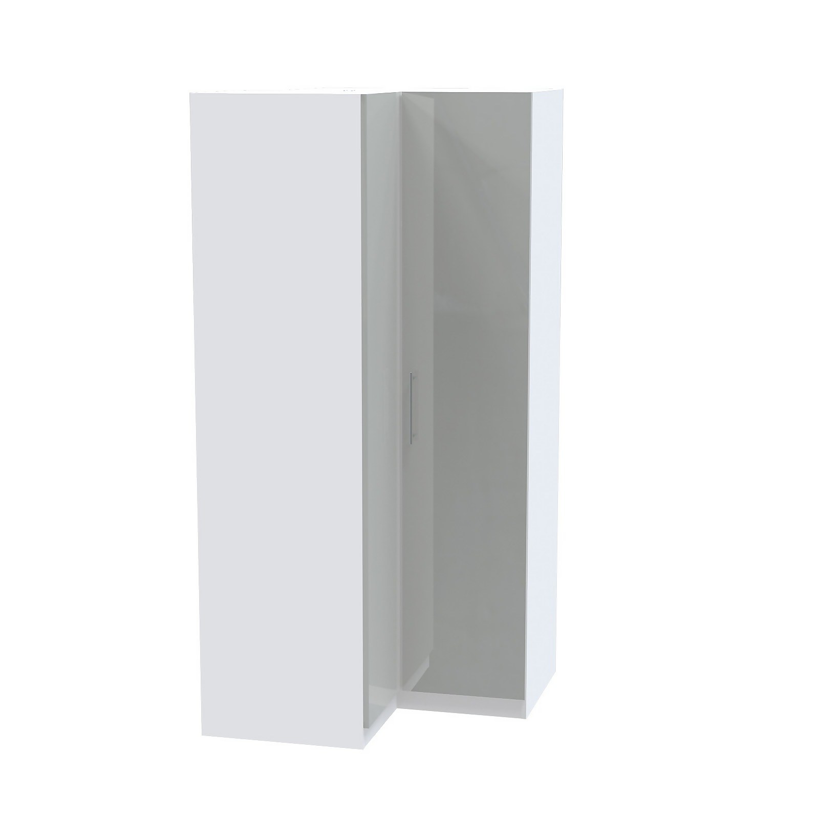 Photo of Grey Slab White Corner Wardrobe