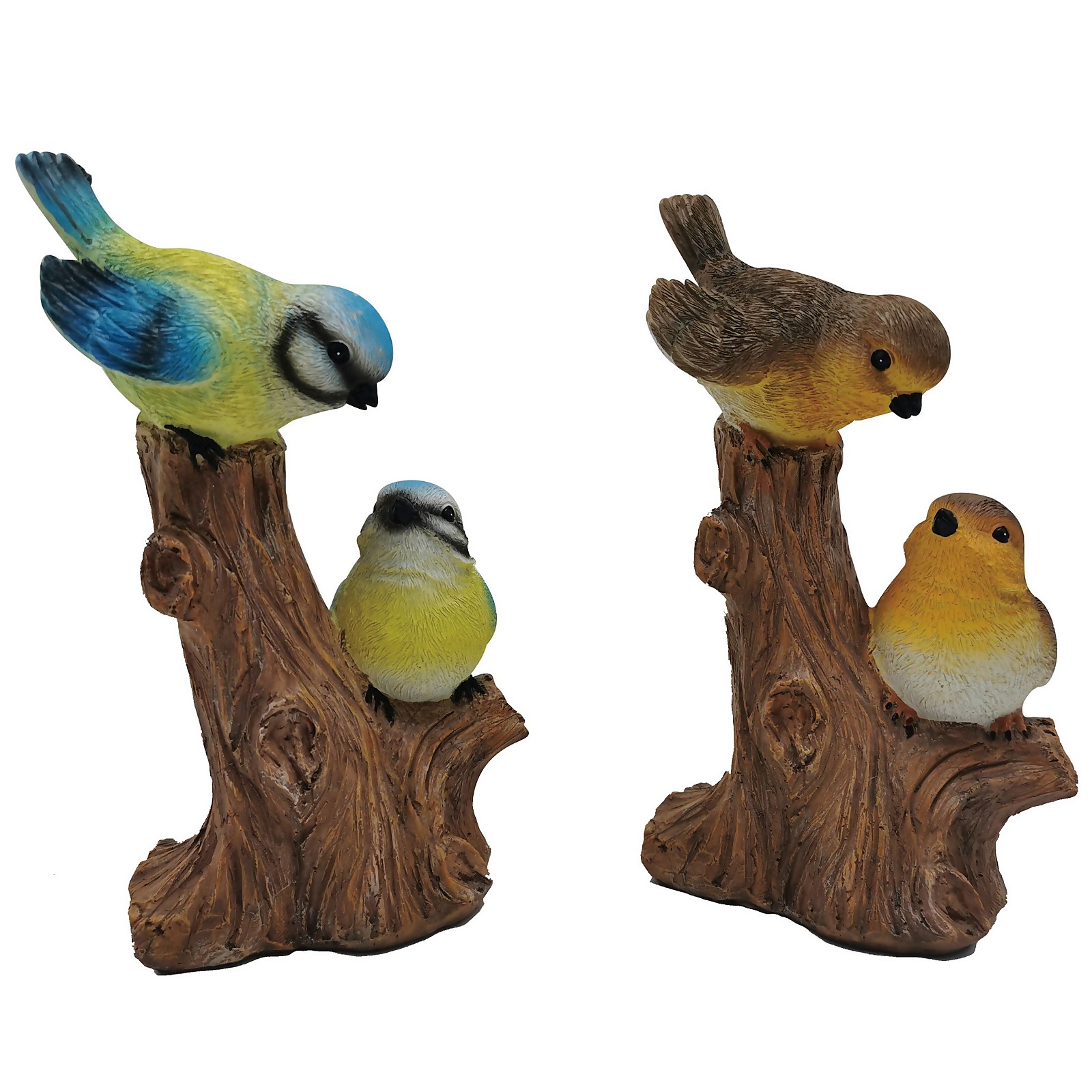 Photo of Resin Robin- Bluetit & Goldfinch On Stump Garden Ornament