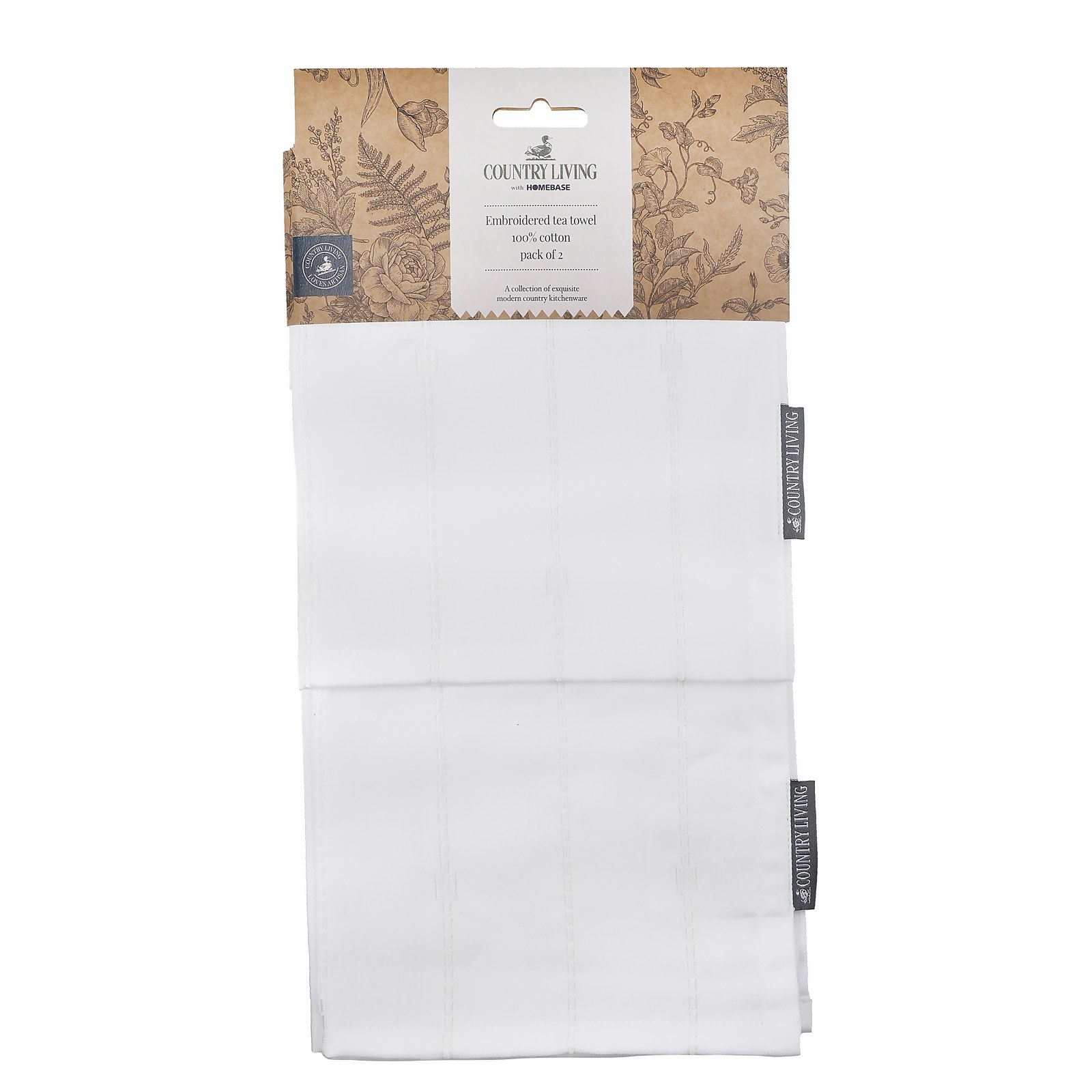 Photo of Country Living Embroidered Tea Towels - 2 Pack - White