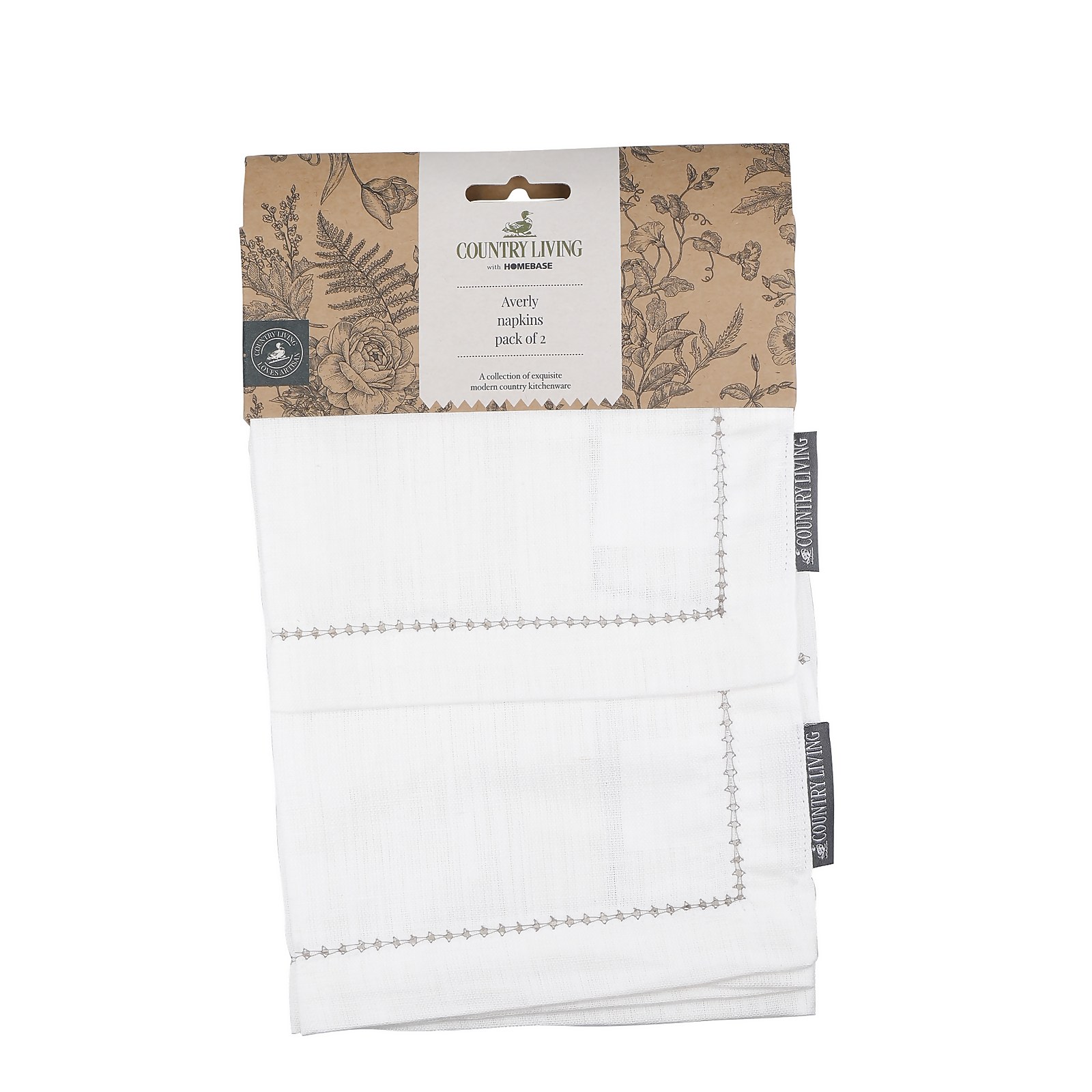 Photo of Country Living Averly Linen Blend Napkins - 2 Pack - White & Grey