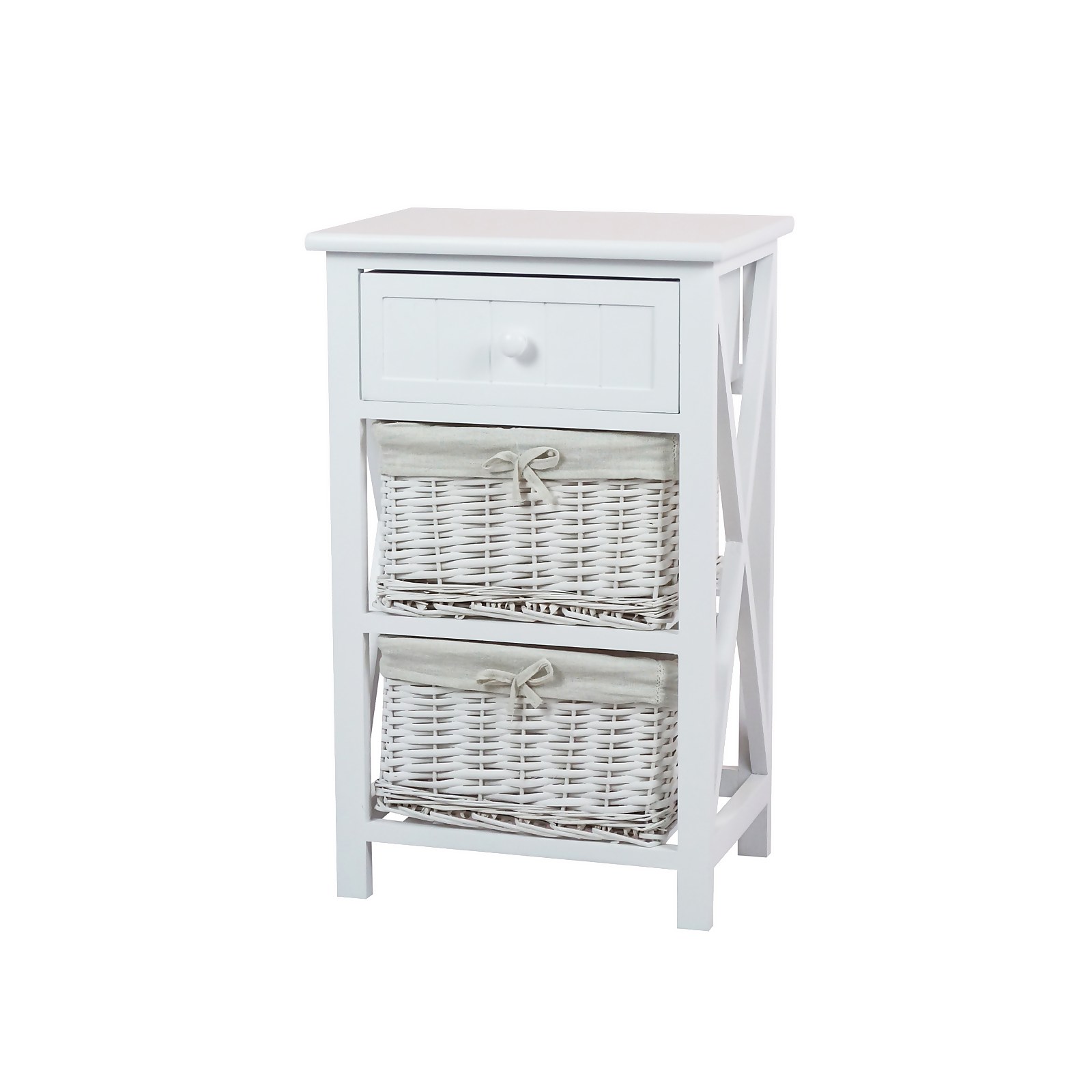 Photo of Classic White Bathroom Storage Unit - Wooden & Willow Drawers