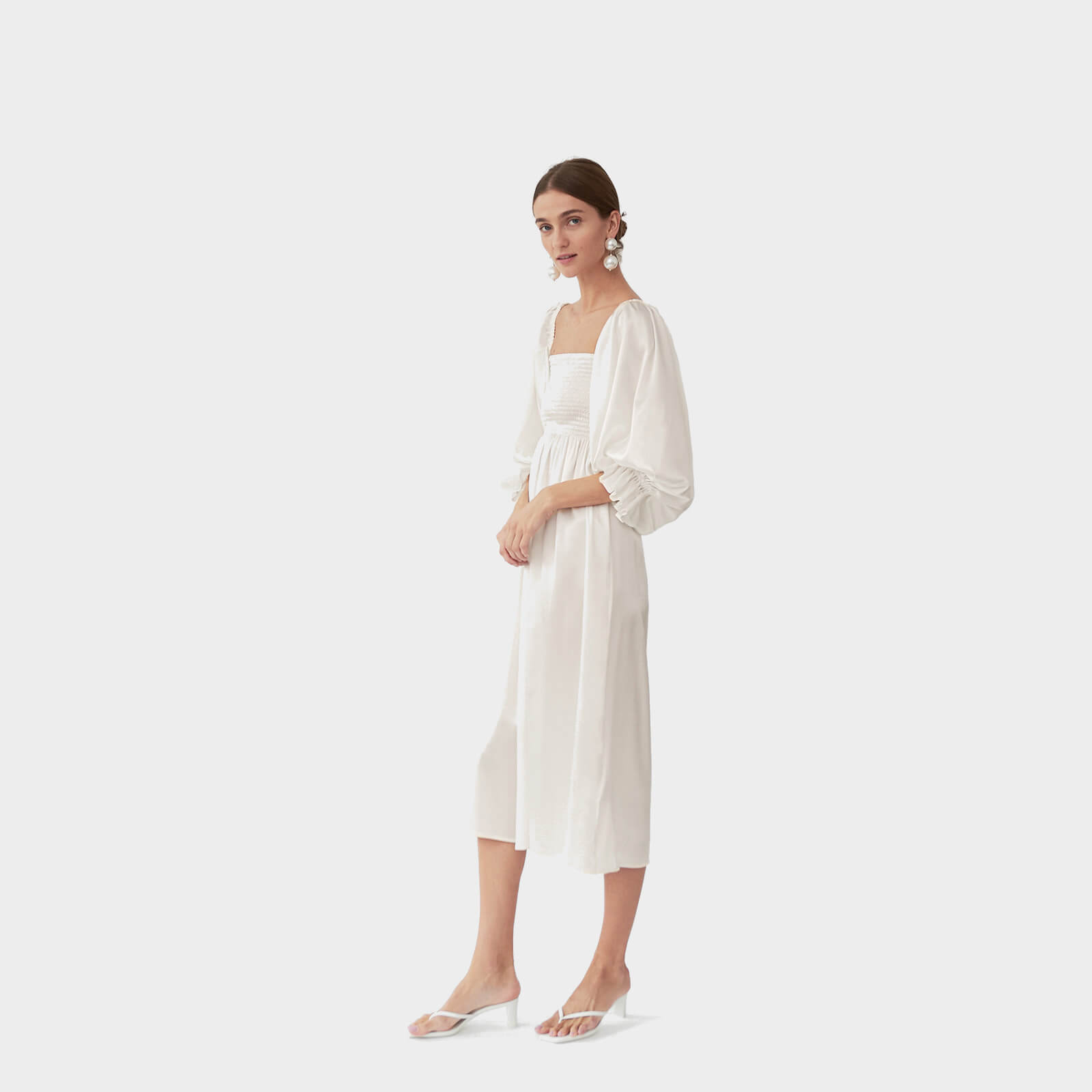 Sleeper Women's Atlanta Silk Dress - Pearl White - S