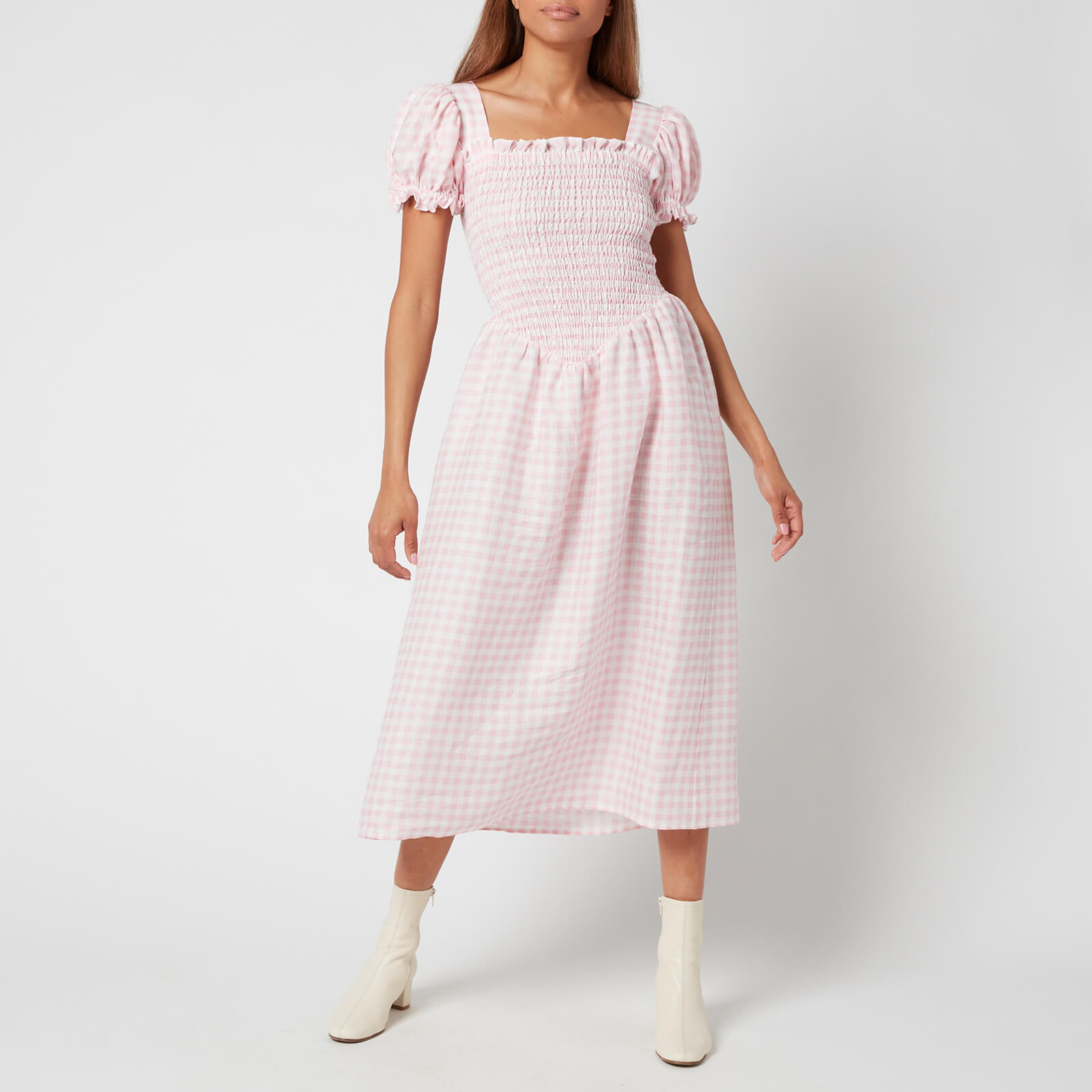 Sleeper Women's Belle Linen Dress - Pink & White - XS
