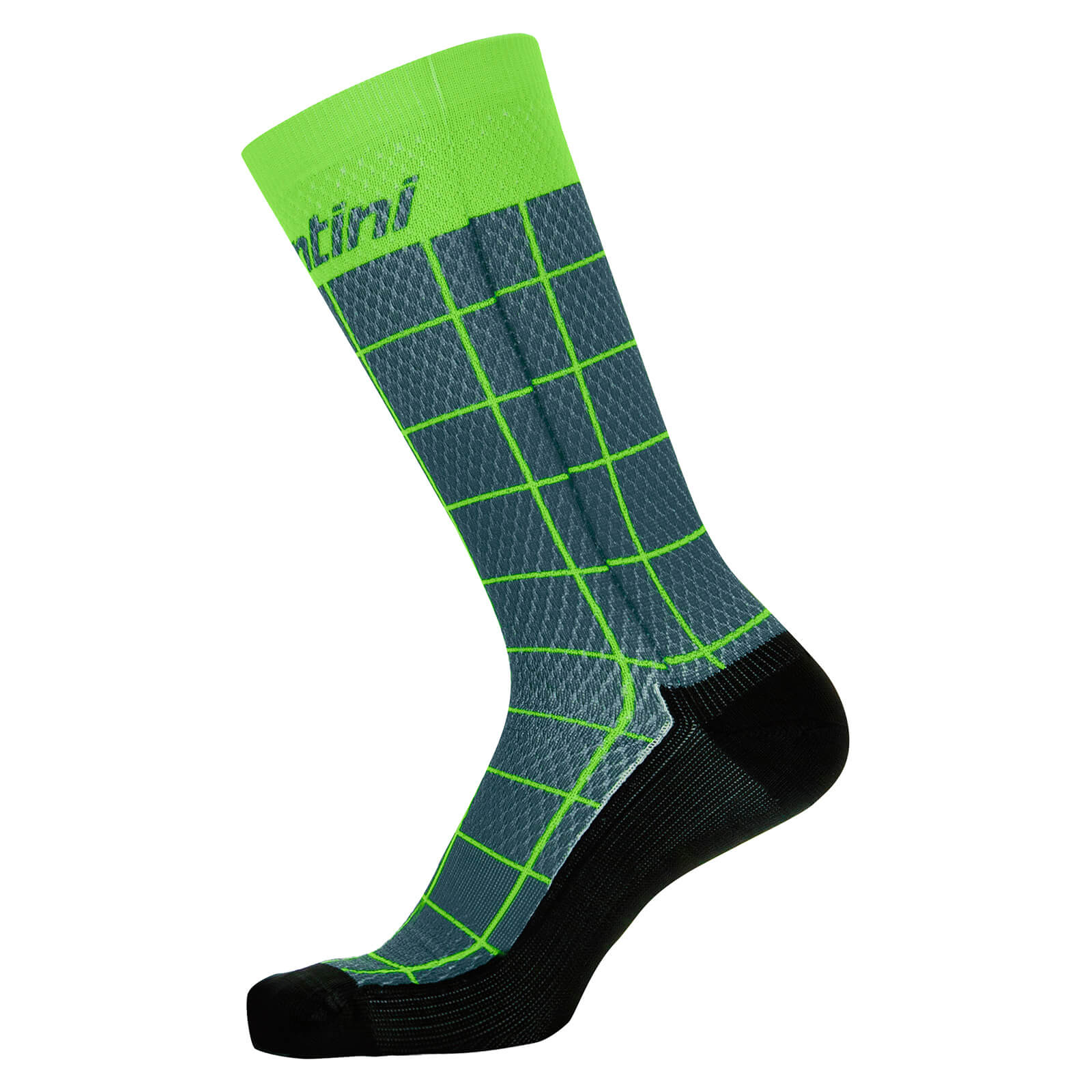 Image of Santini Dinamo Medium Profile Printed Socks - XS - Military Green