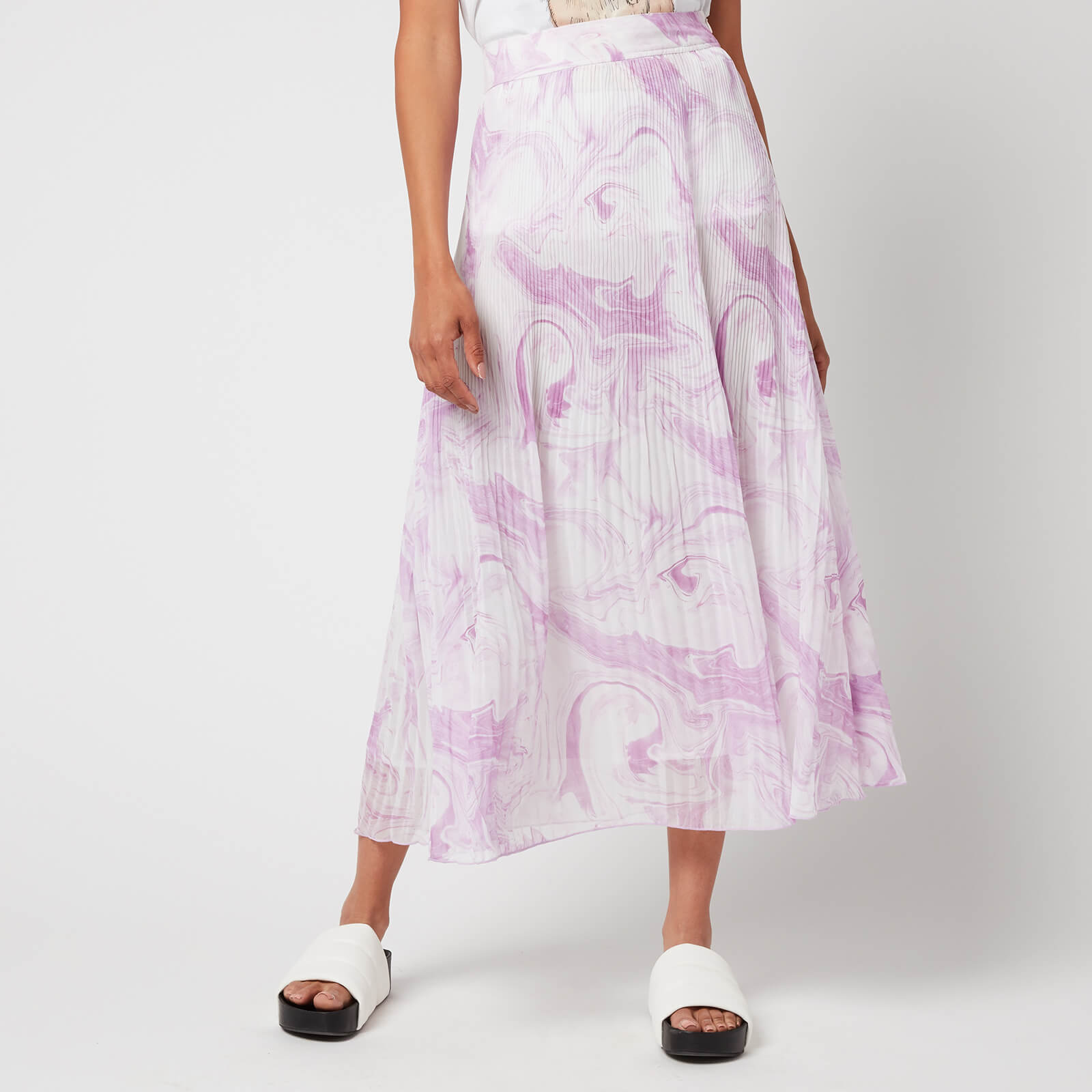 Ganni Women's Pleated Georgette Skirt - Orchid Bloom - EU 40/UK 12