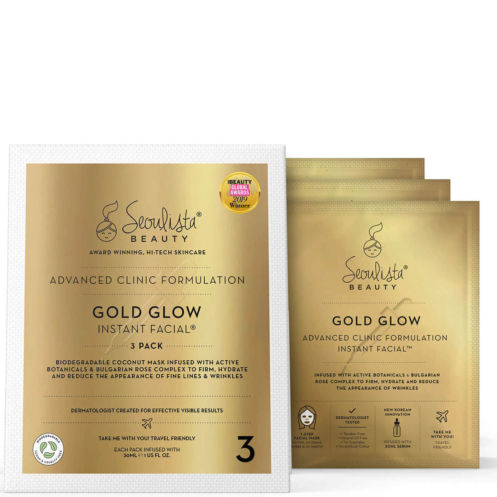 

Seoulista Beauty Gold Glow Instant Facial Pack (Pack of 3)