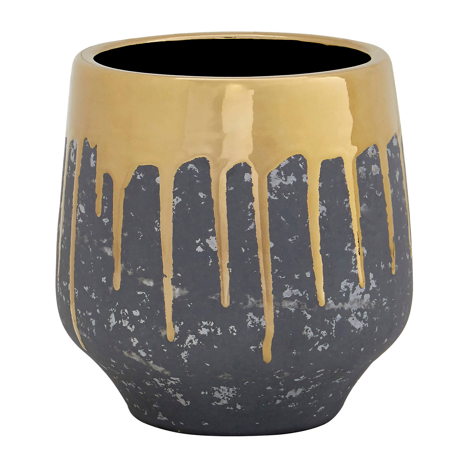 Image of Cryus Ceramic Planter - Grey & Gold - Small