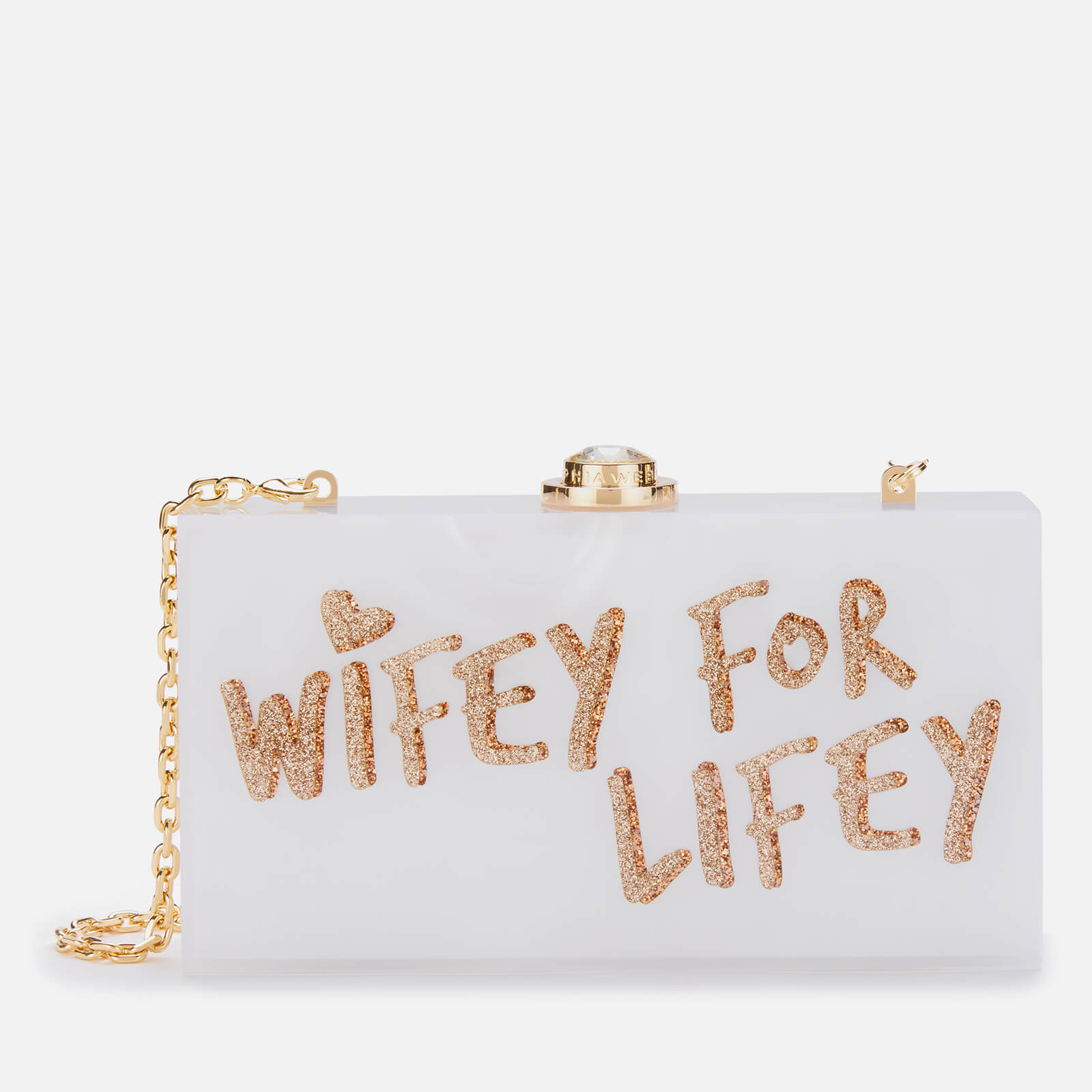 Sophia Webster Women's Cleo Wifey For Lifey Clutch Bag - White & Gold