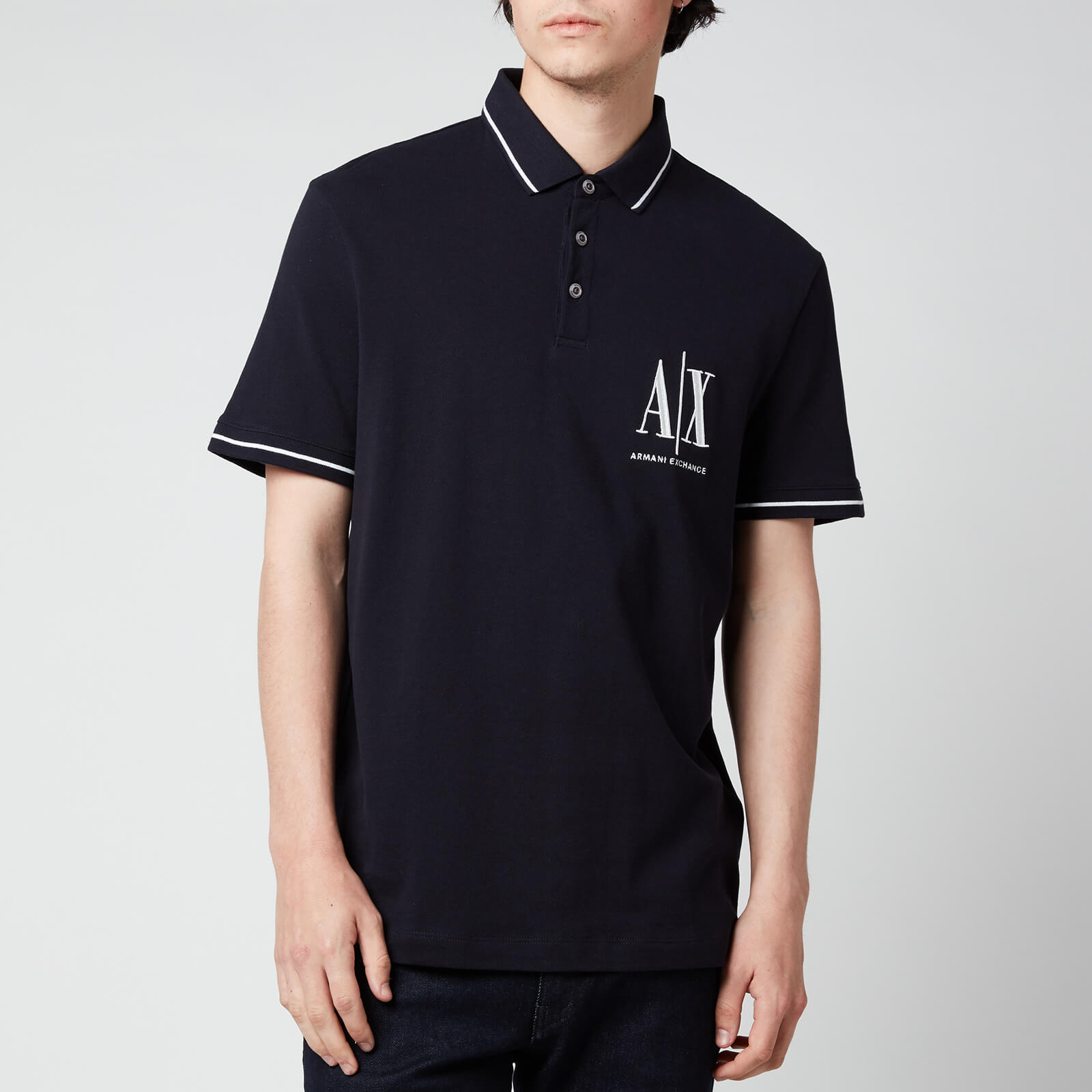 Armani Exchange Men's AX Logo Tipped Polo Shirt - Black