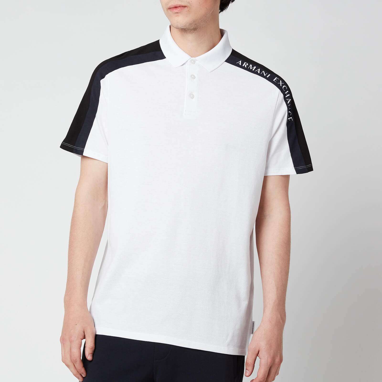 Armani Exchange Men's Sleeve Detail Polo Shirt - White/Black/Navy - S