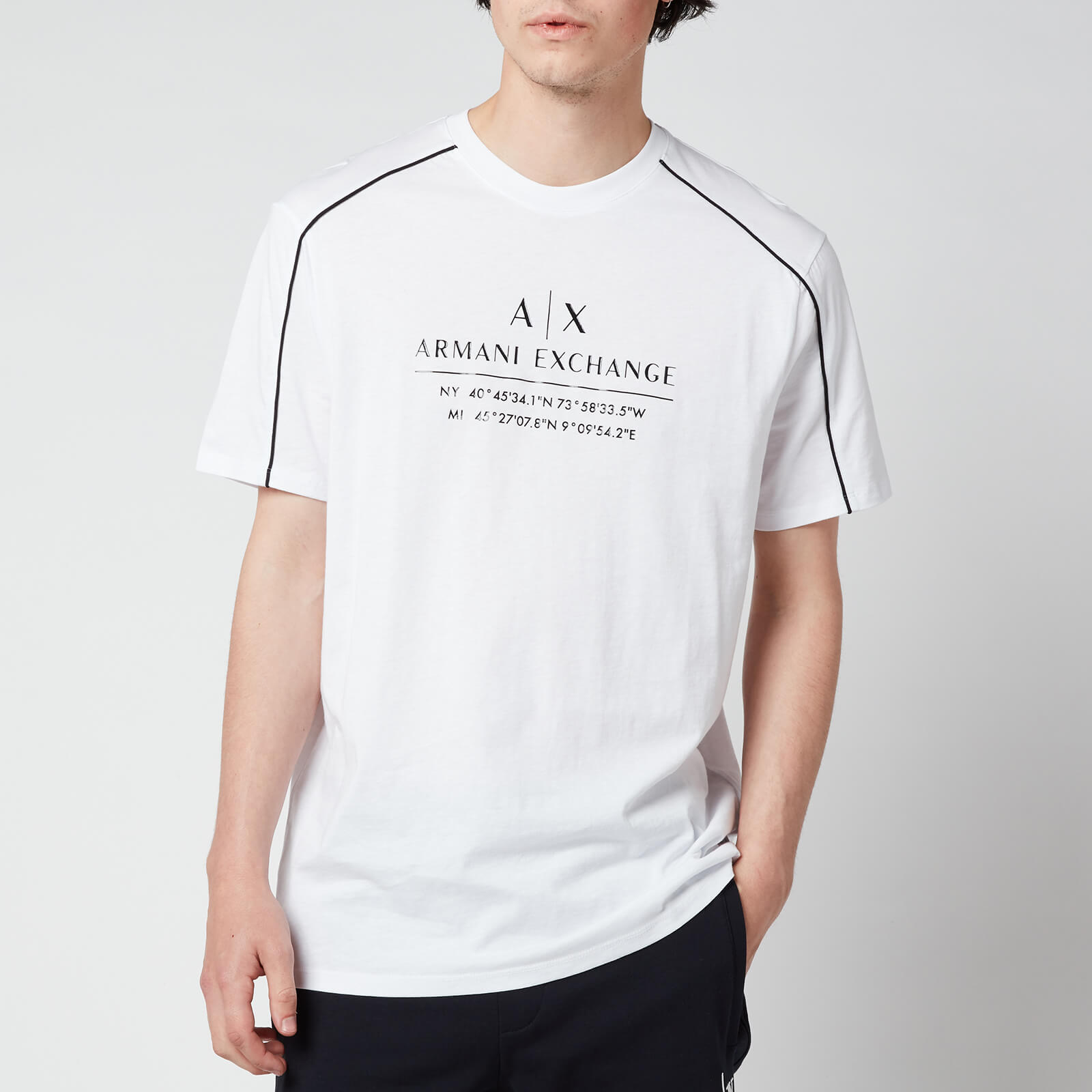 Armani Exchange Men's Shoulder Piping T-Shirt - White - S