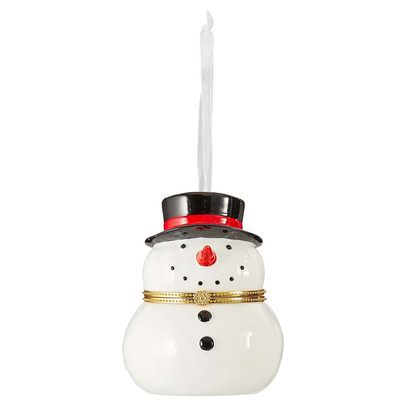 Photo of Porcelain Snowman Trinket Box Christmas Tree Decoration