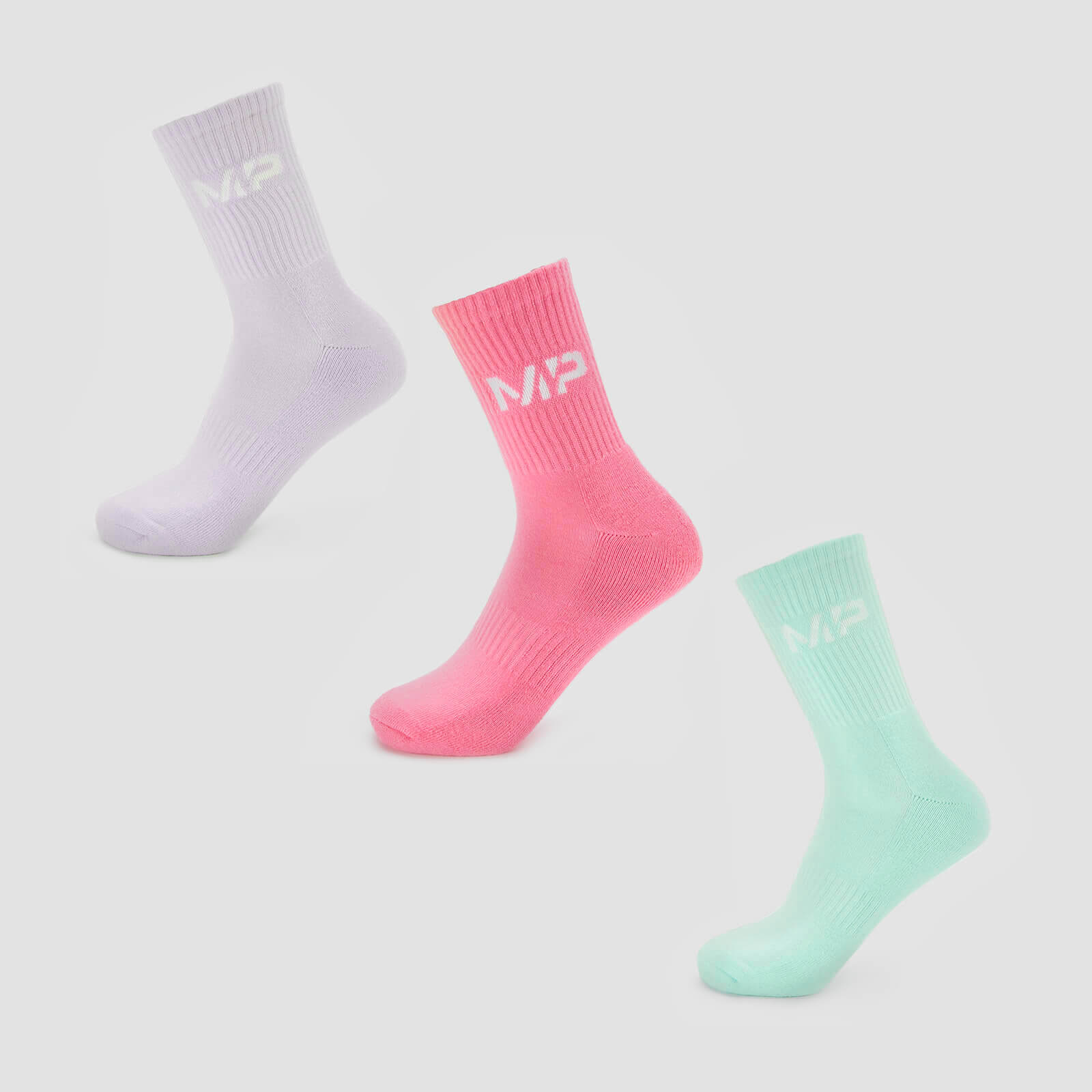 MP Women's Neon Brights Crew Socks (3 Pack) - Candy Floss/Neomint/Lilac - UK 7-9