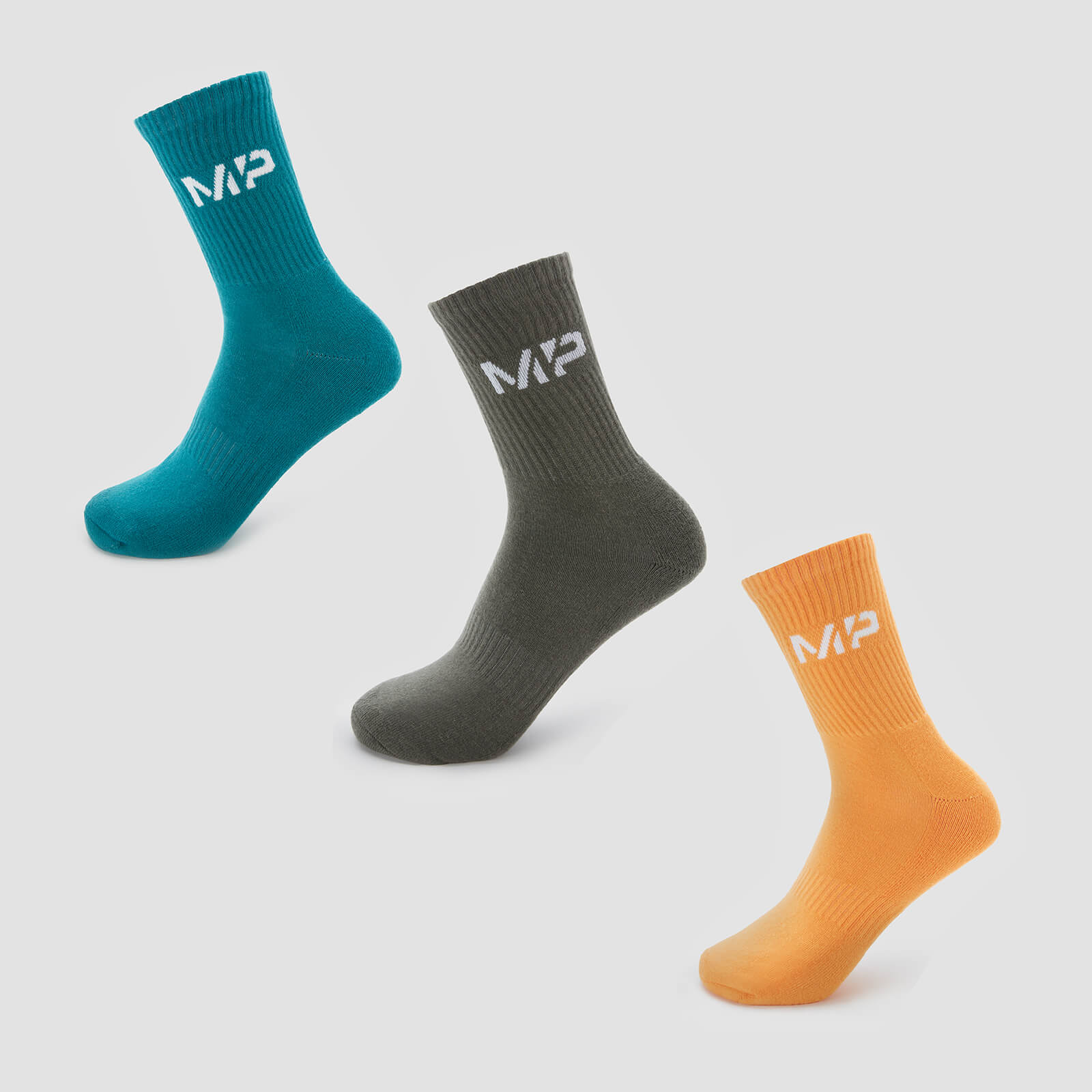 

MP Men's Neon Brights Crew Socks (3 Pack) - Mango/Deep Teal/ Cactus - UK 3-6