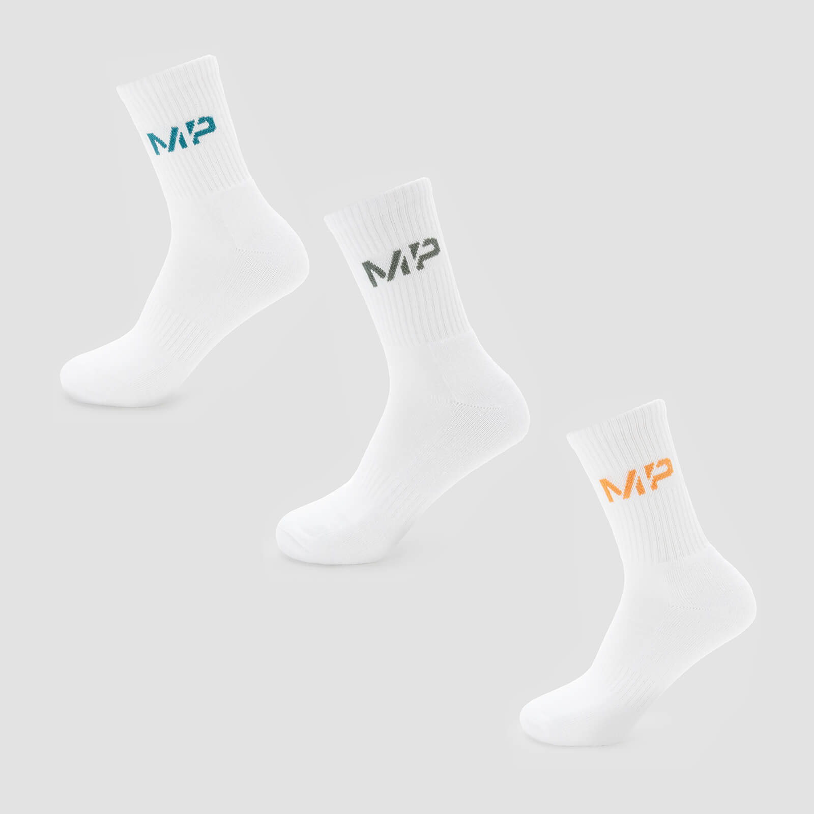 

MP Men's Neon MP Logo Crew Socks (3 Pack) - White/Mango/Deep Teal/Cactus - UK 9-12