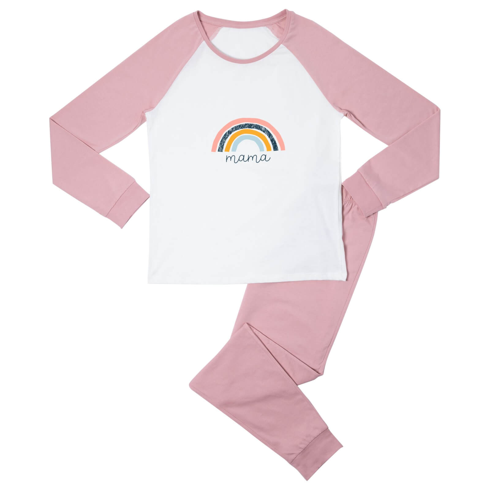 Mama Rainbow Women's Pyjama Set - White/Pink - L - White/Pink