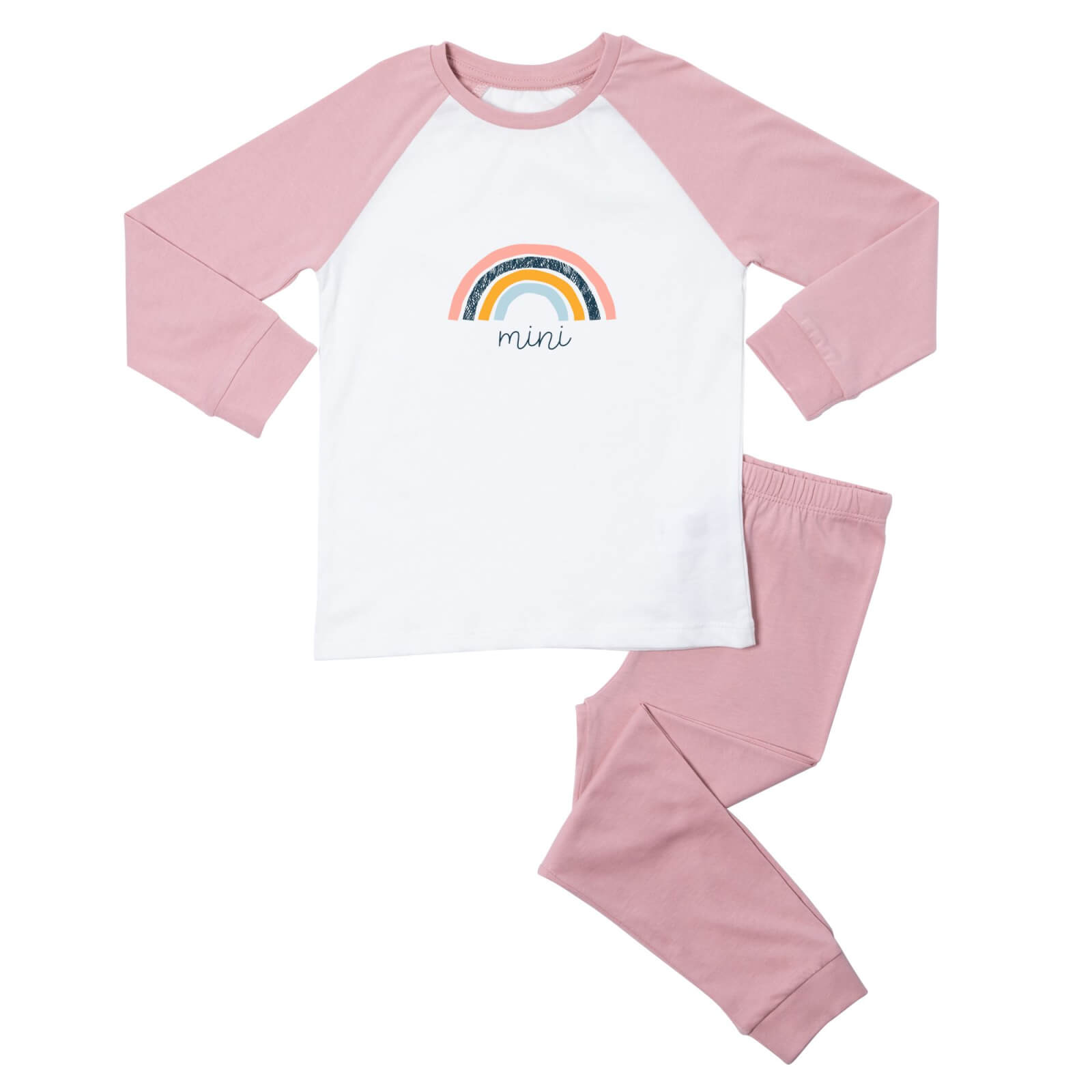 Mini Rainbow Kids' Pyjamas - White/Pink - 3-4 Years - White/Pink