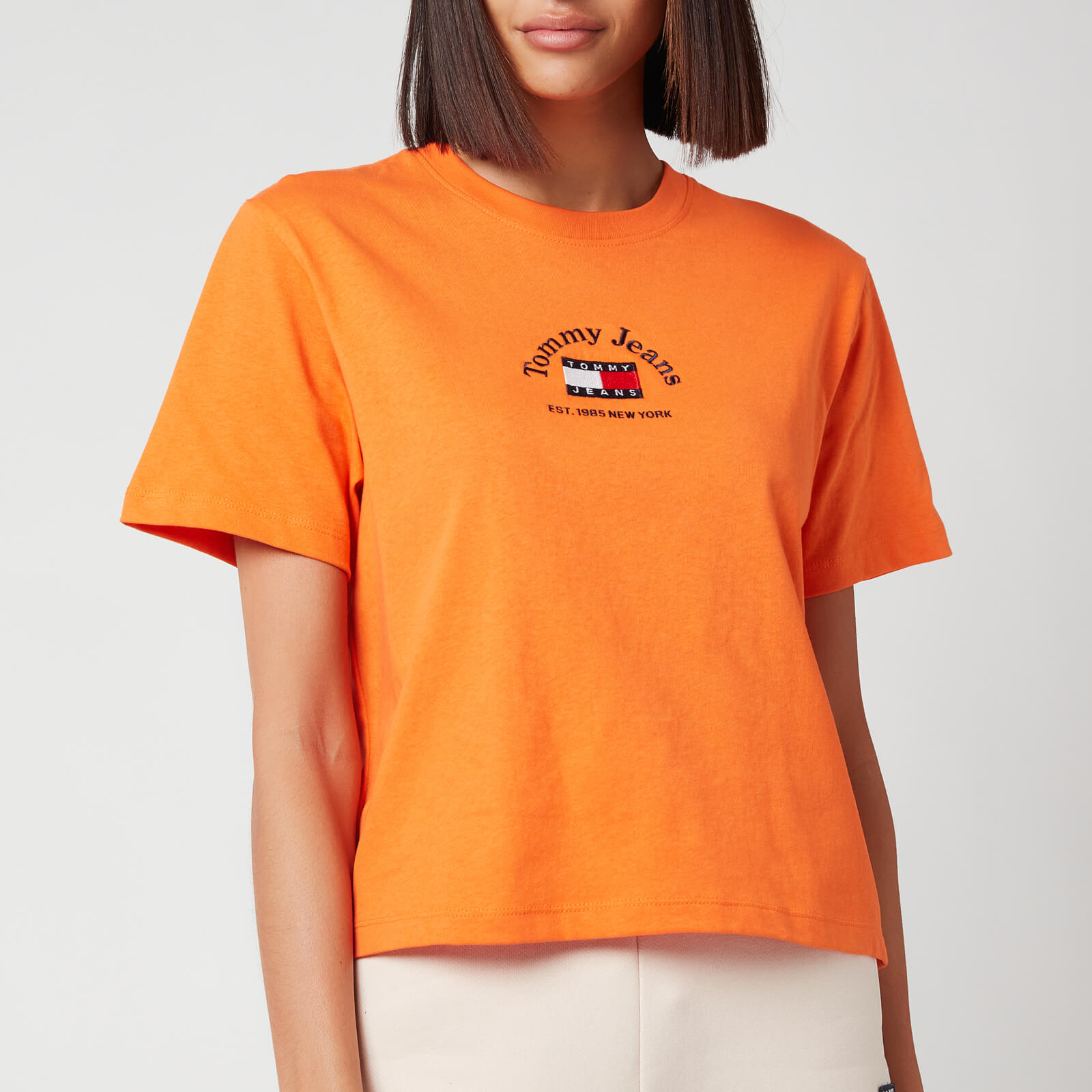 Tommy Jeans Women's Tjw Boxy Cropped Timeless Tommy 1 Tee - Washed Orange - XS
