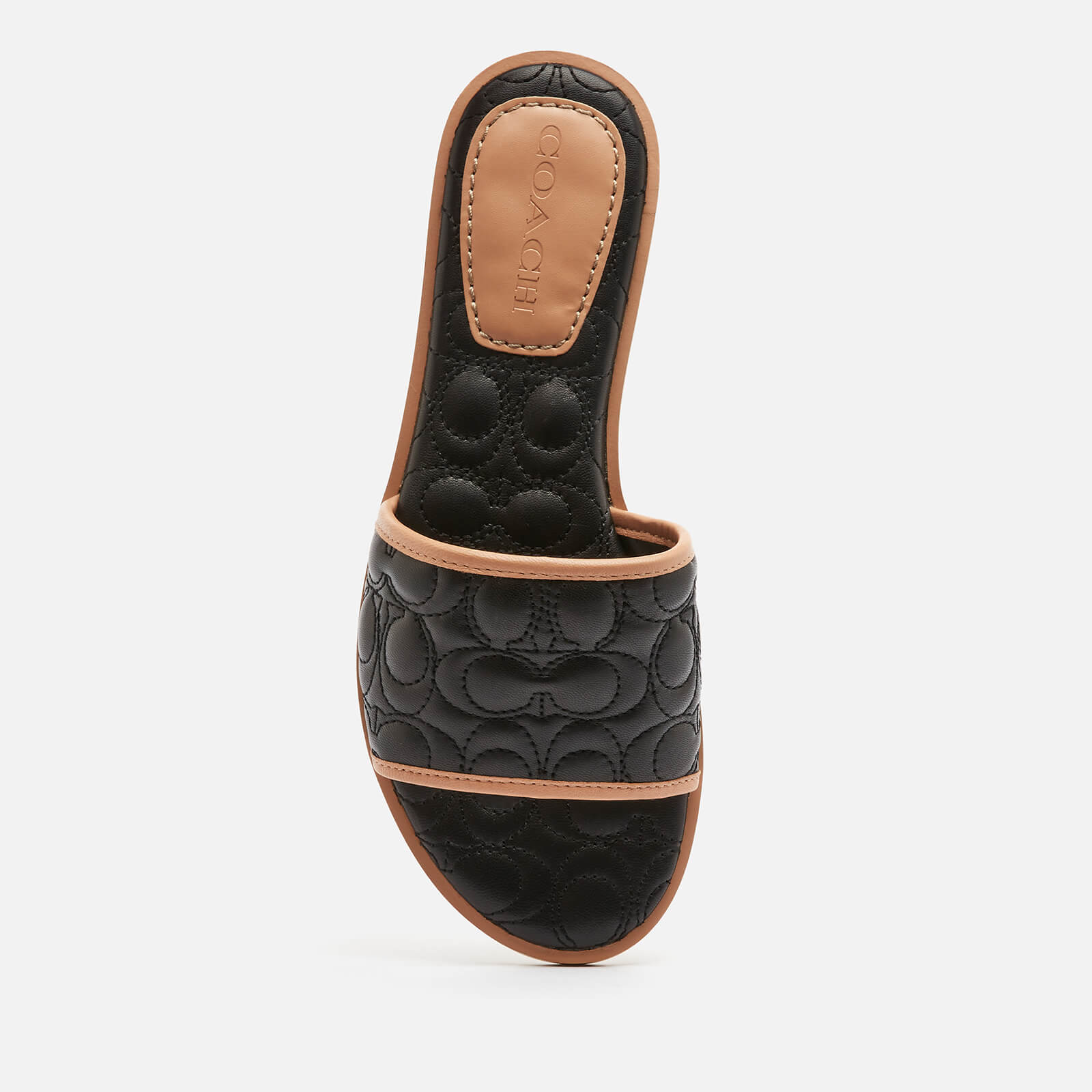 Coach Women's Olivea Quilted Leather Slide Sandals - Black - Uk 4