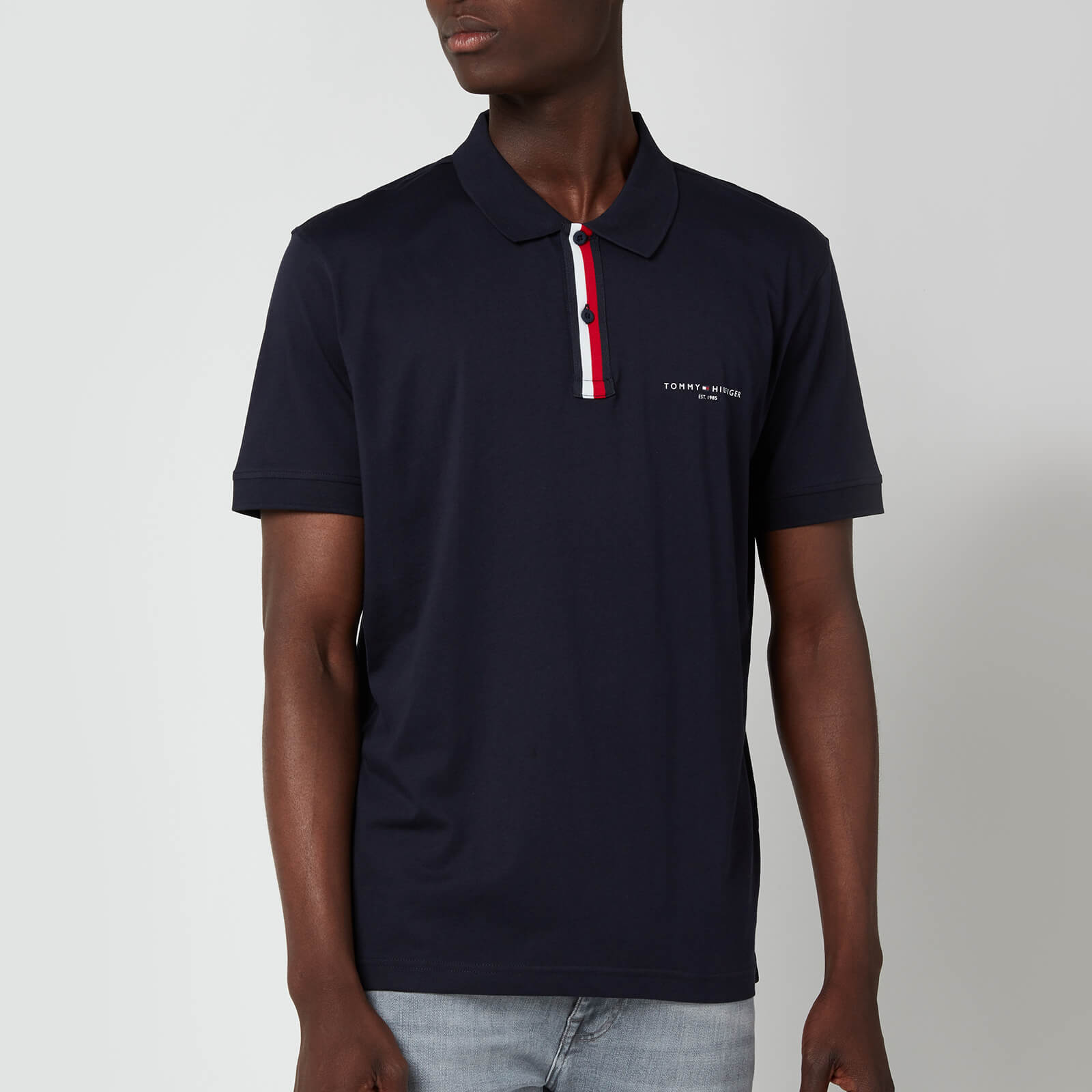 Tommy Hilfiger Men's Global Stripe Placket Polo Shirt - Desert Sky - L