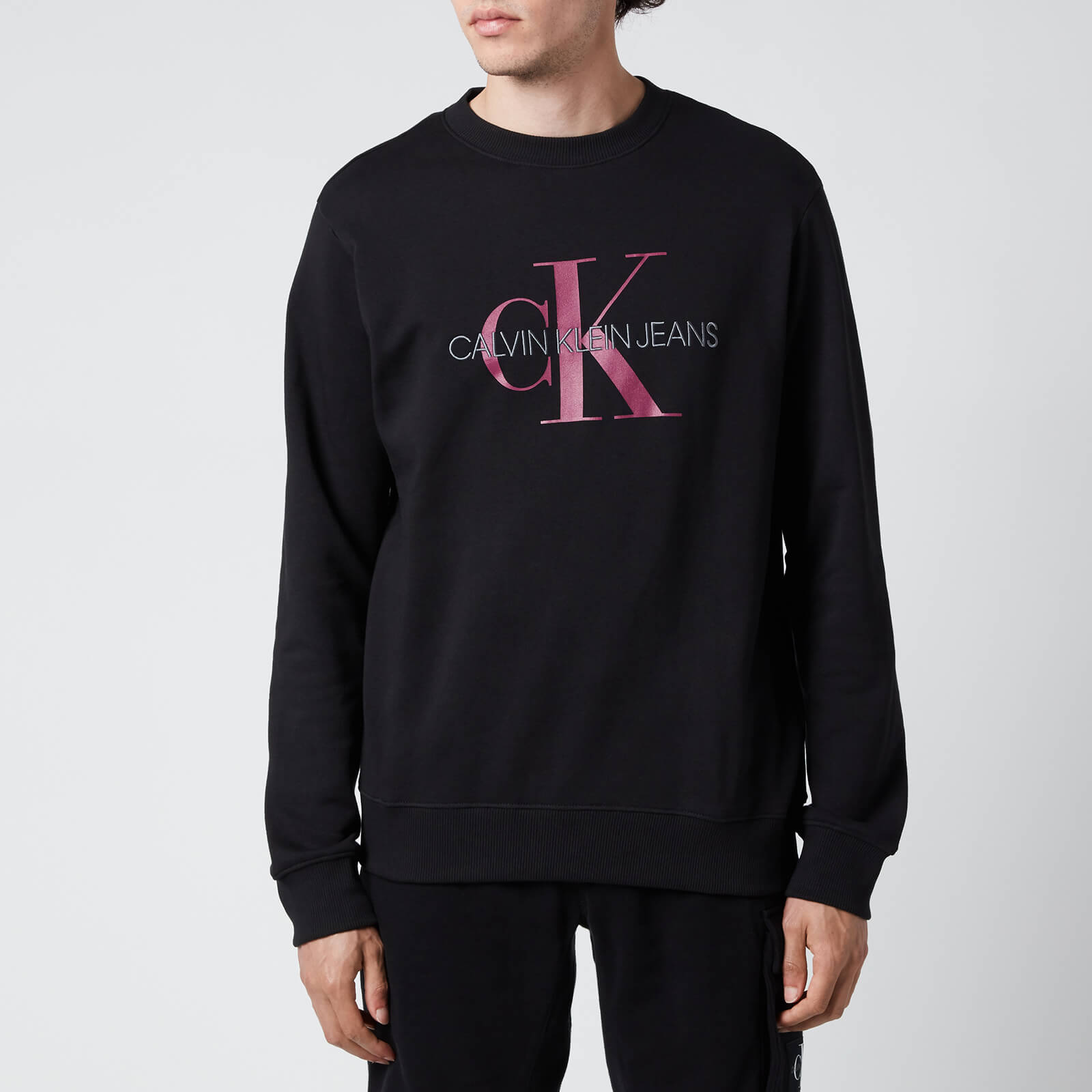 Calvin Klein Jeans Men's Organic Cotton Monogram Sweatshirt - Black - S