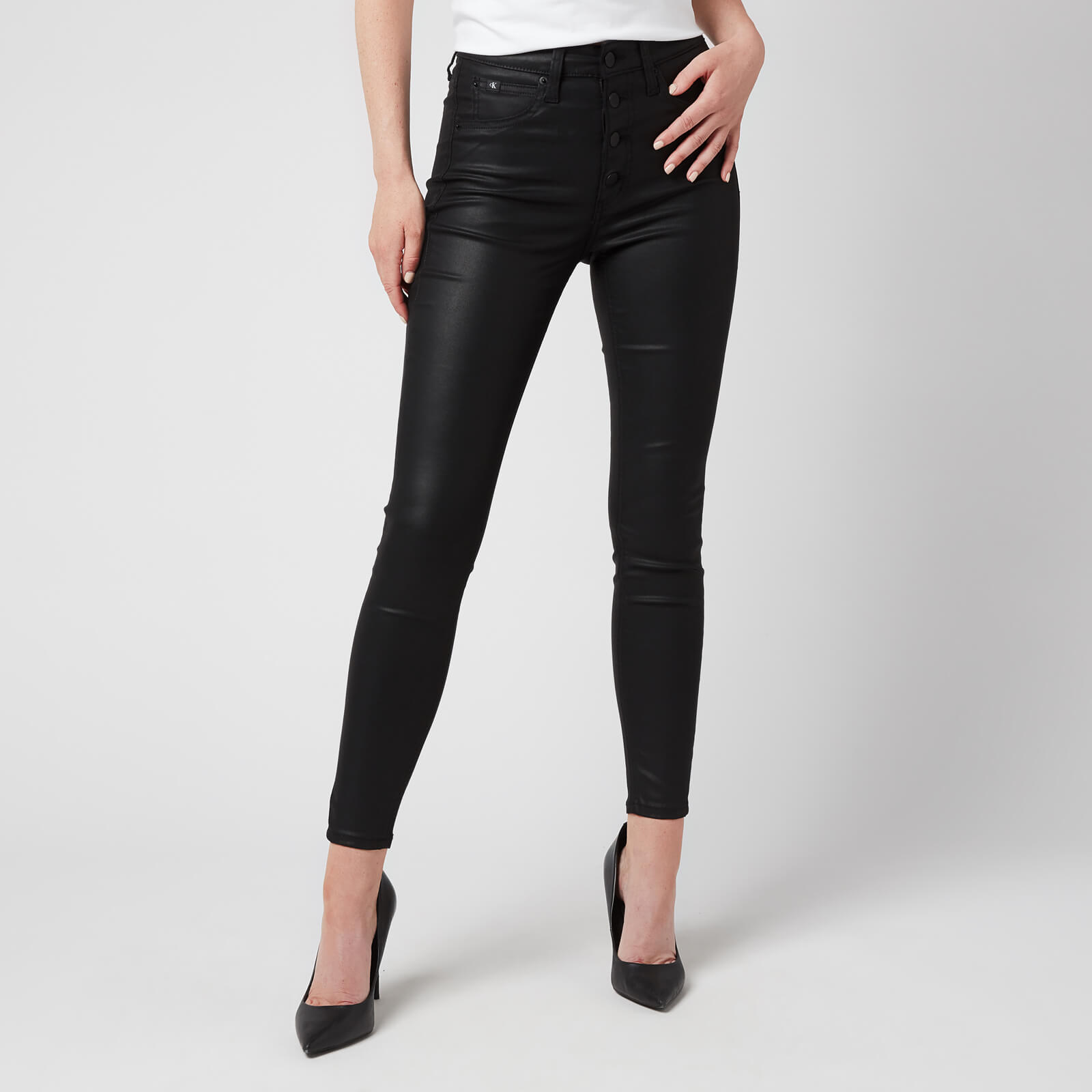 Calvin Klein Jeans Women's High Rise Super Skinny Ankle Jeans - Denim Black - W26