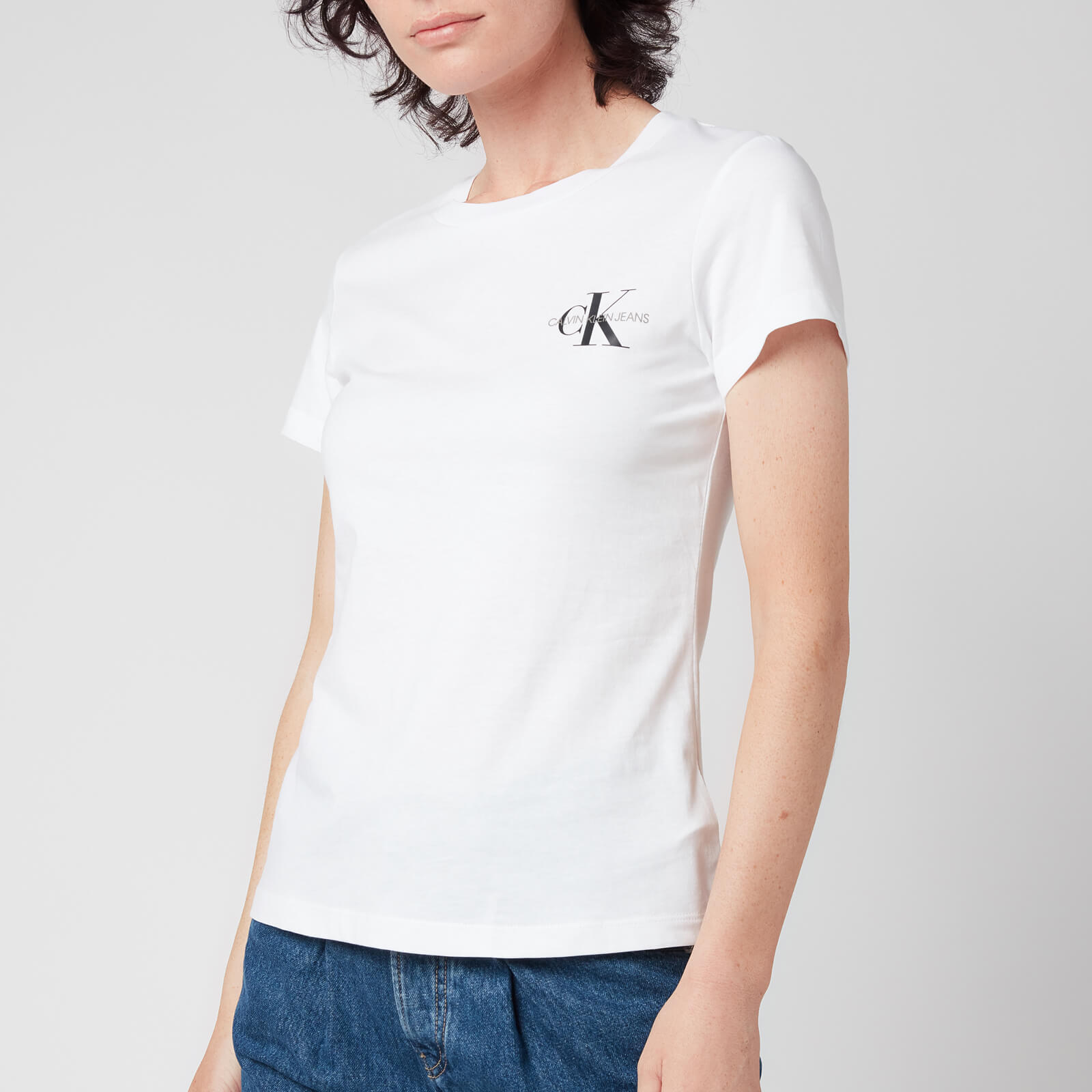 Calvin Klein Jeans Women's Monogram Logo 2-Pack Slim T-Shirt - CK Black/Bright White - XS