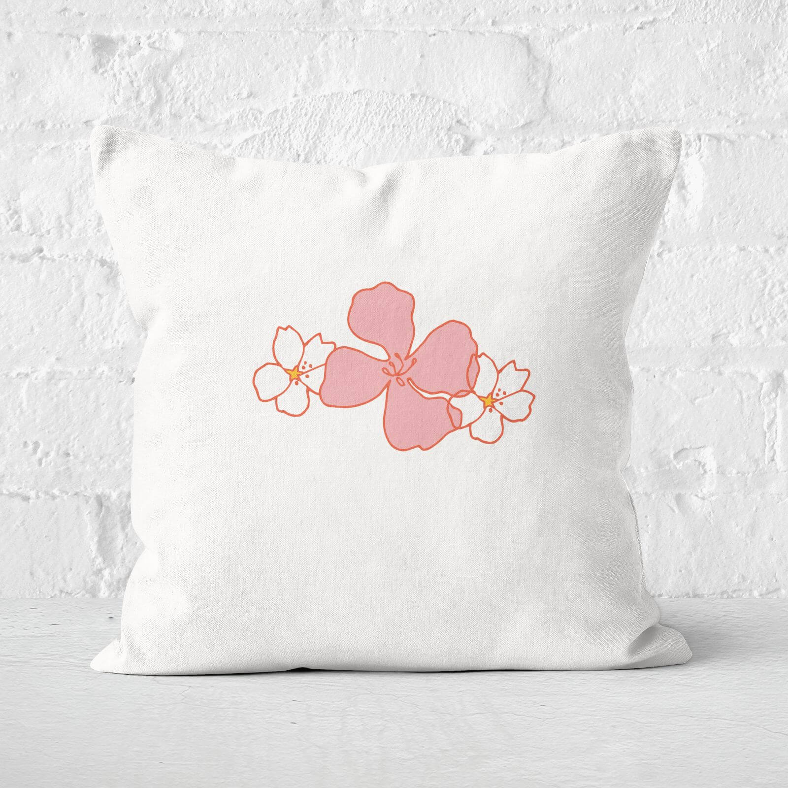 Retro Flower Motif Square Cushion - 60x60cm - Soft Touch
