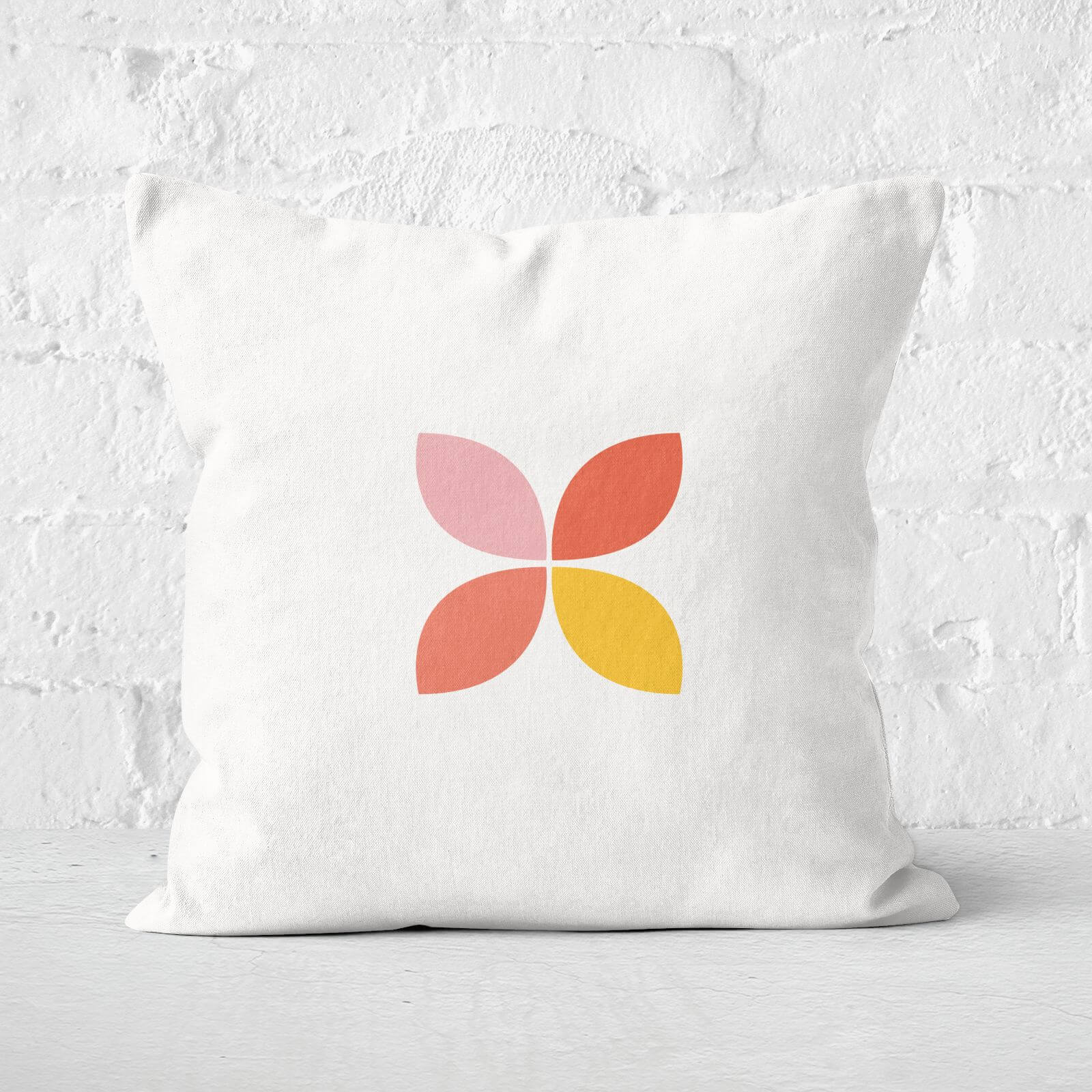 Retro Flower Motif Square Cushion - 60x60cm - Soft Touch