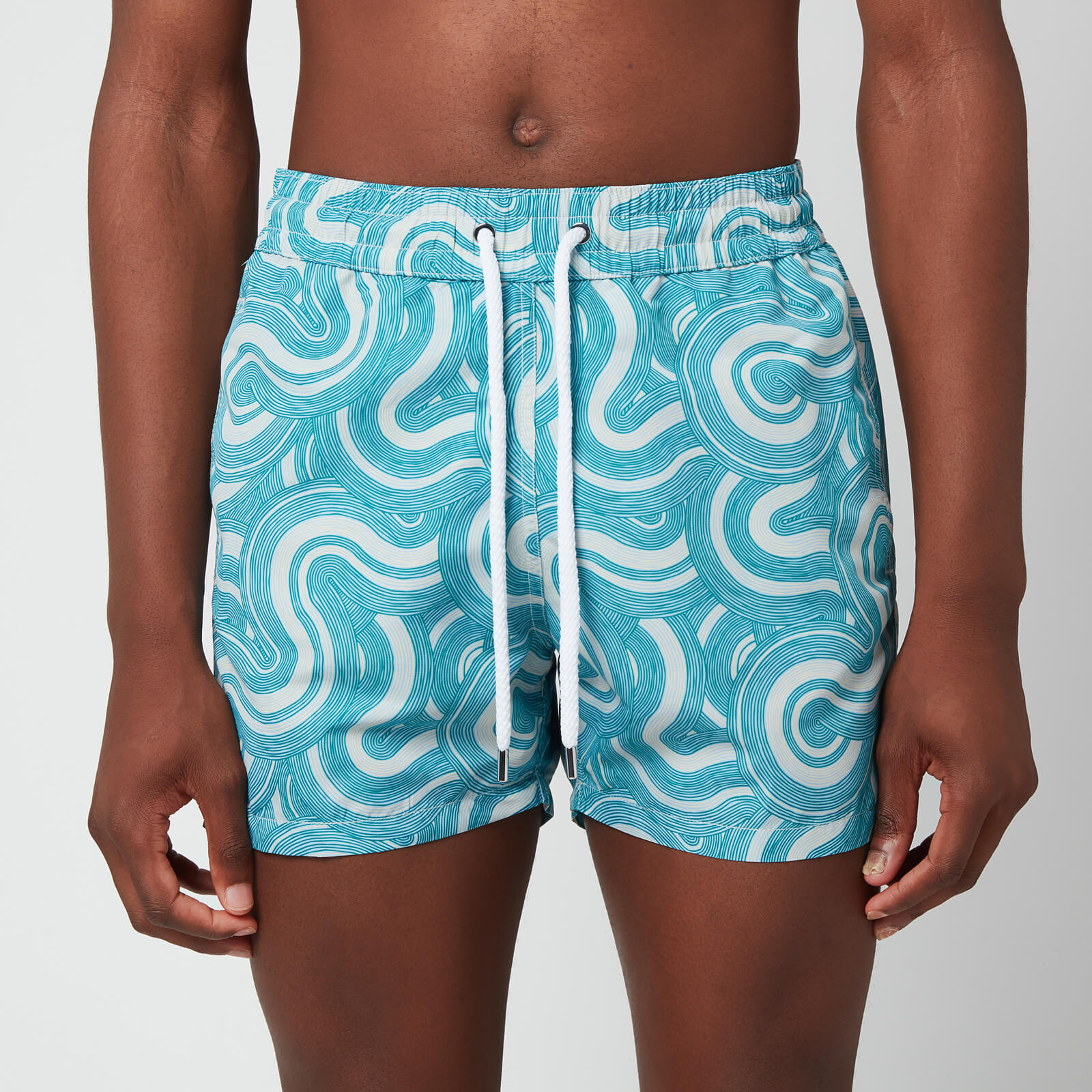 Frescobol Carioca Men's Duna Sports Shorts - Amber/Green Lagoon - L
