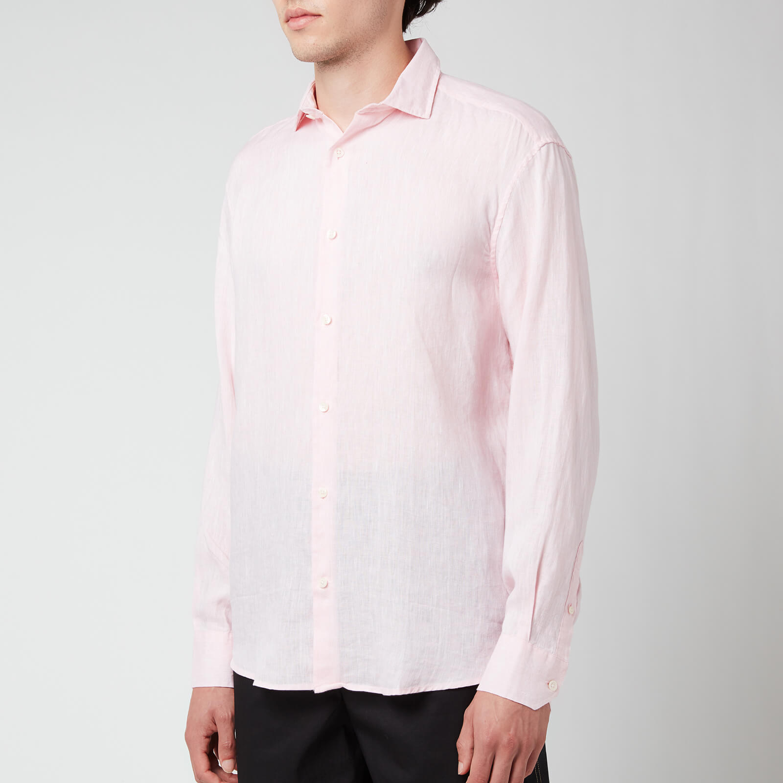 Frescobol Carioca Men's Antonio Linen Long Sleeve Shirt - Light Pink - L