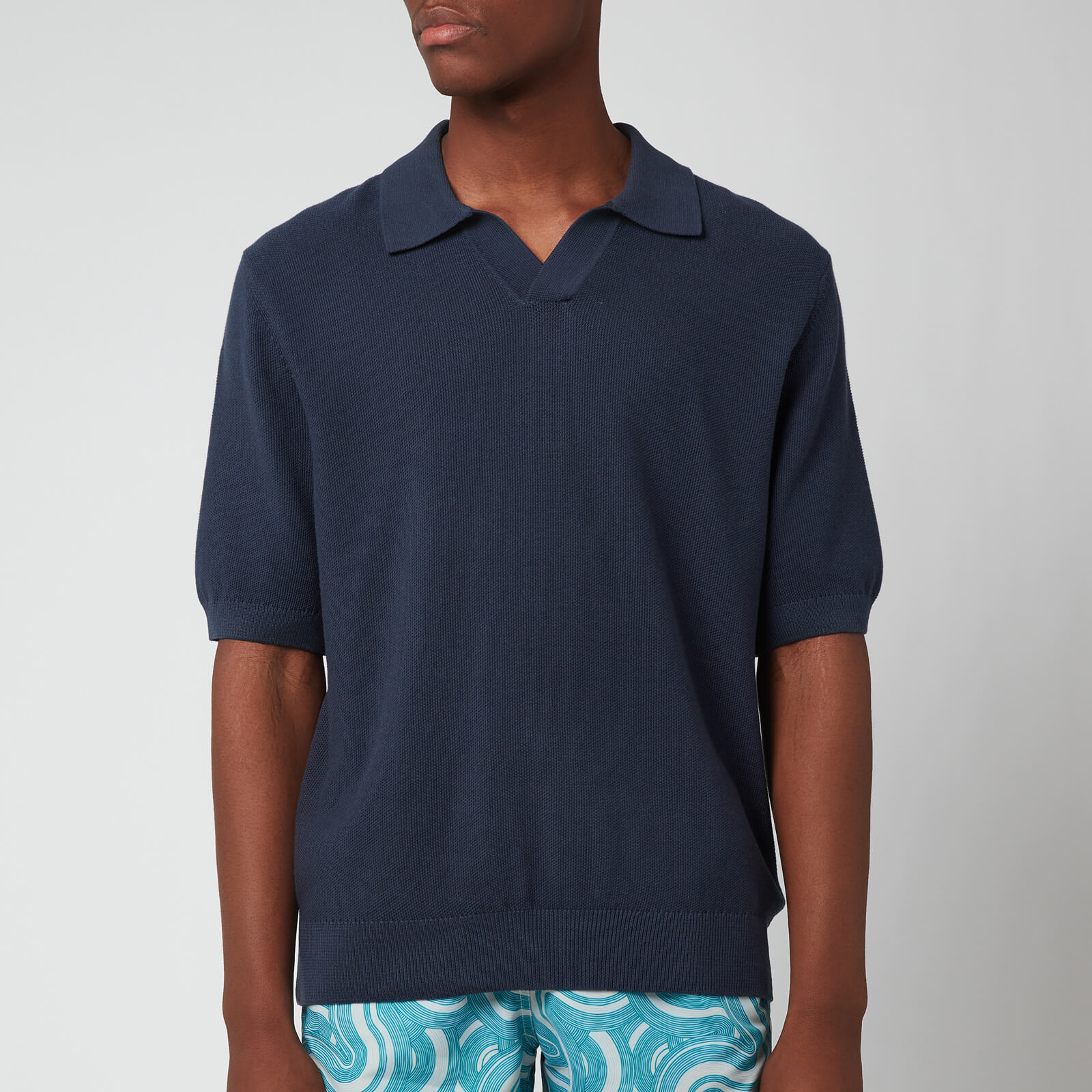 Frescobol Carioca Men's Rino Cotton Silk Blend Polo Shirt - Navy - L