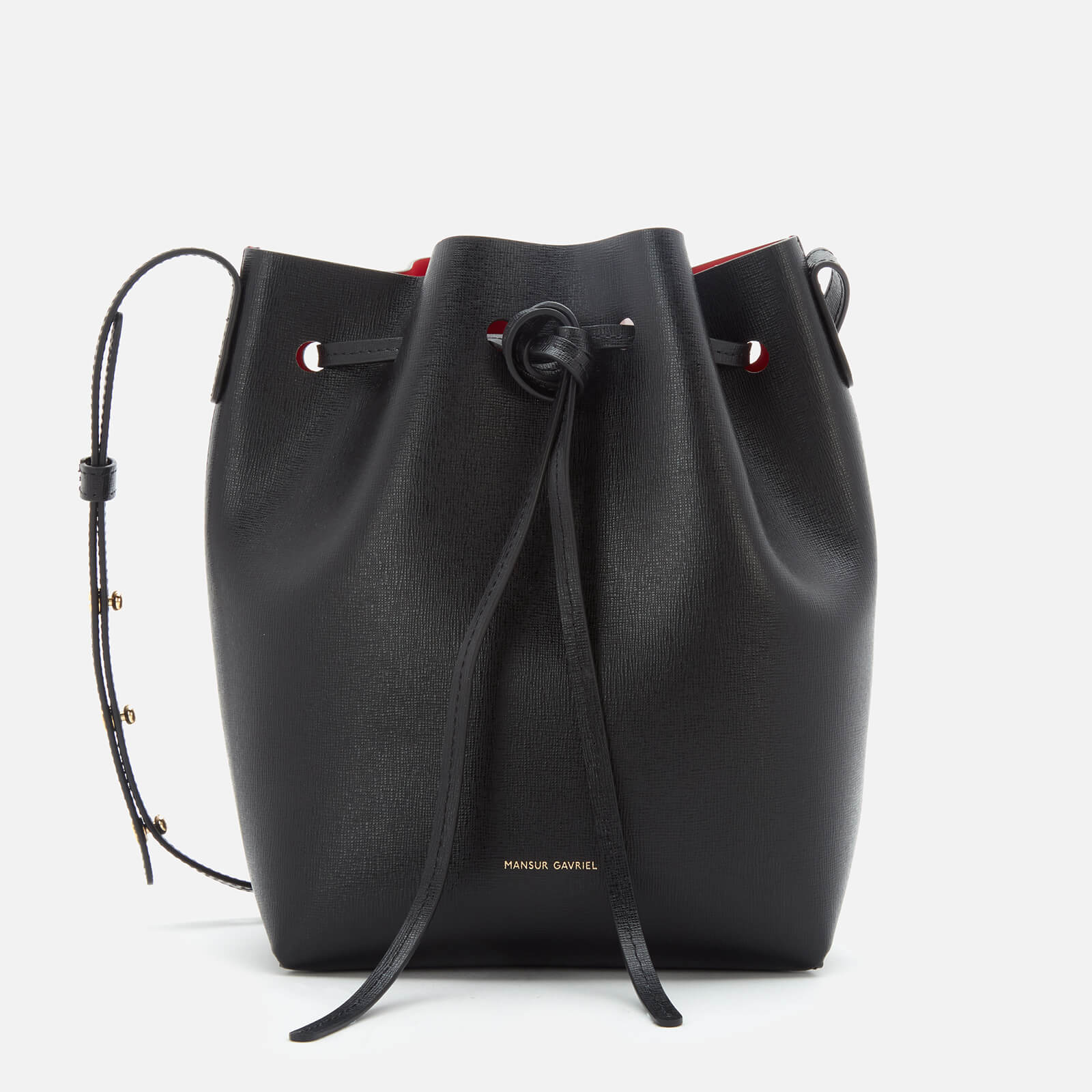 Mansur Gavriel Women's Mini Bucket In Saffiano Bag - Black/Flamma