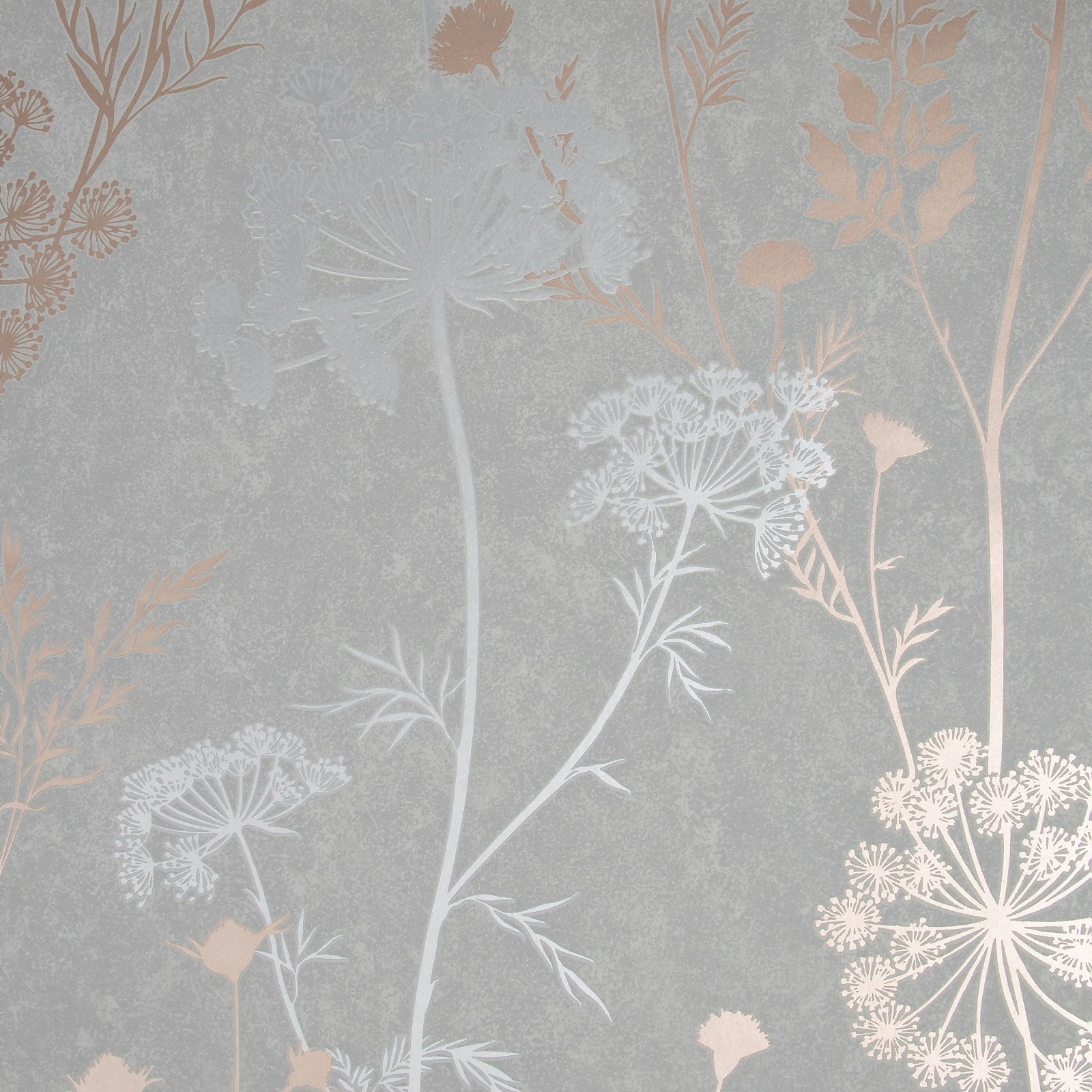 Photo of Cow Parsley Grey Rose Gold Wallpaper