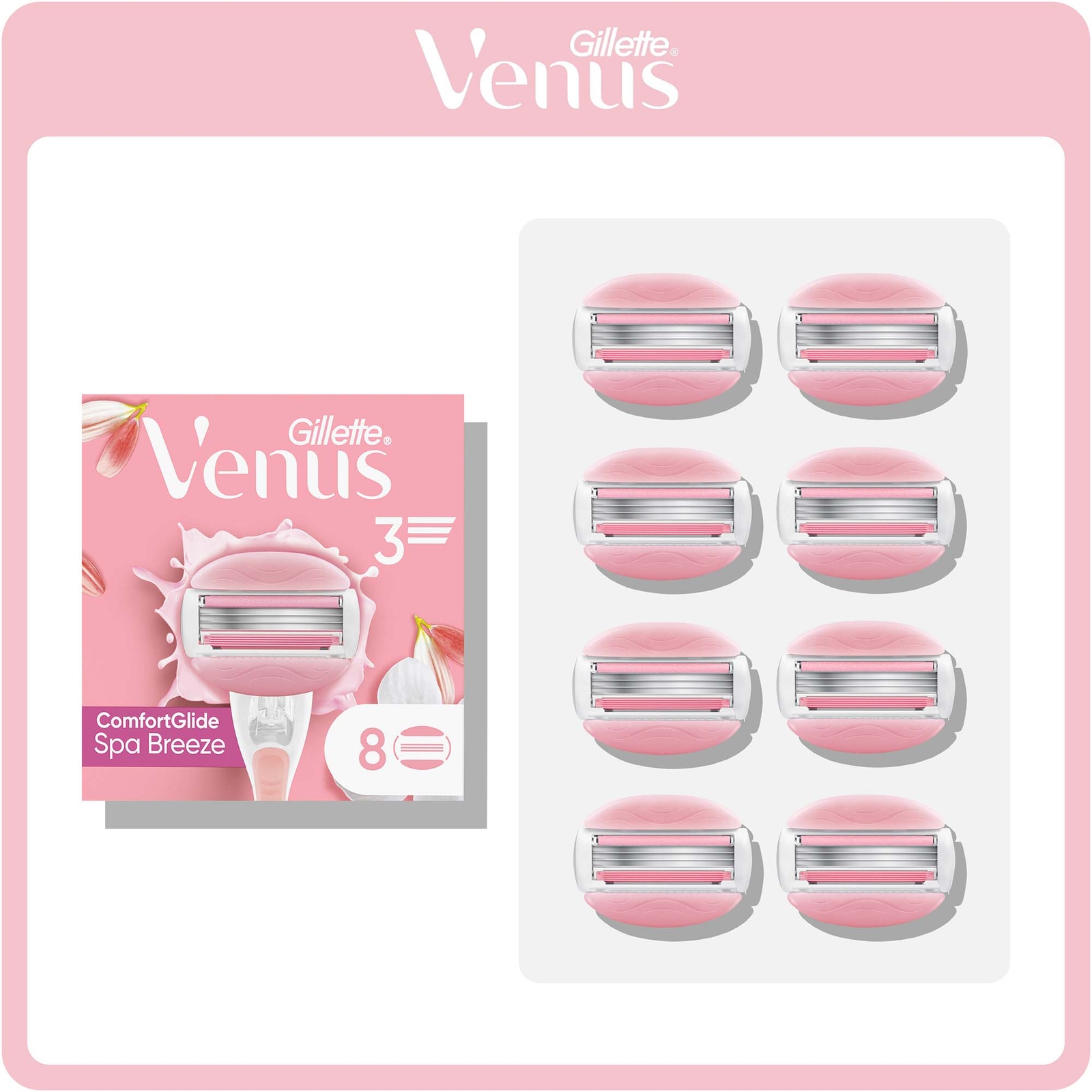 Venus ComfortGlide Spa Breeze Razor Blades 8 Pack