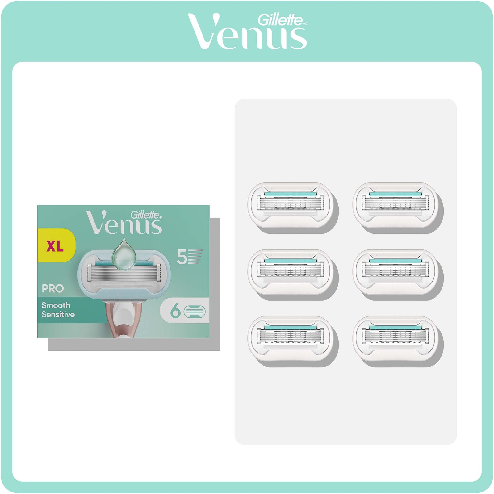 Venus Pro Smooth Sensitive Razor Blades 6 Pack