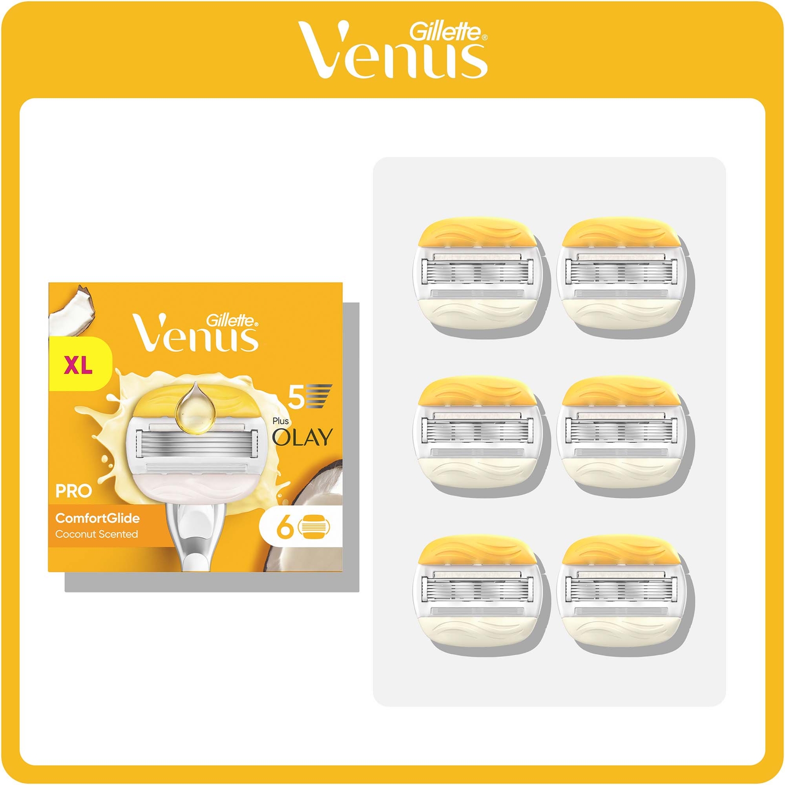 Venus Pro ComfortGlide Coconut with Olay Razor Blades 6 Pack
