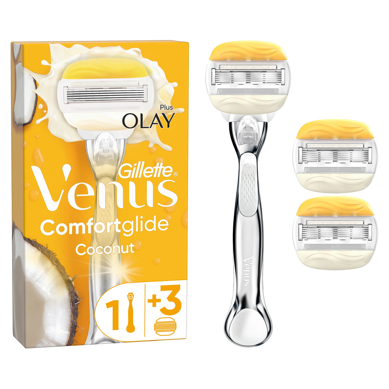 Venus ComfortGlide Coconut with Olay Platinum Razor Starter Pack - Handle + 3 Blades