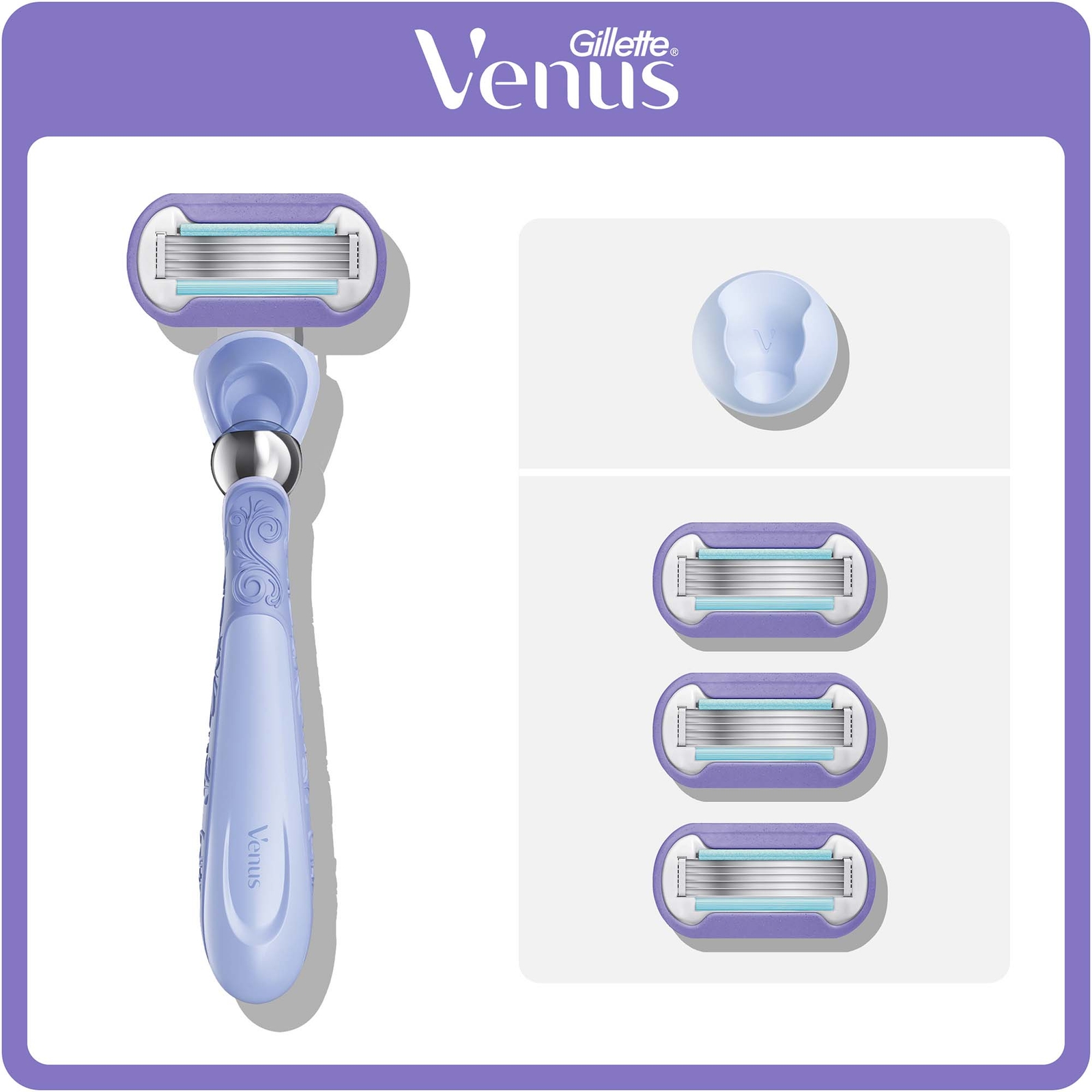 Venus Extra Smooth Swirl Razor 3 Razor Blades & Shower Hanger