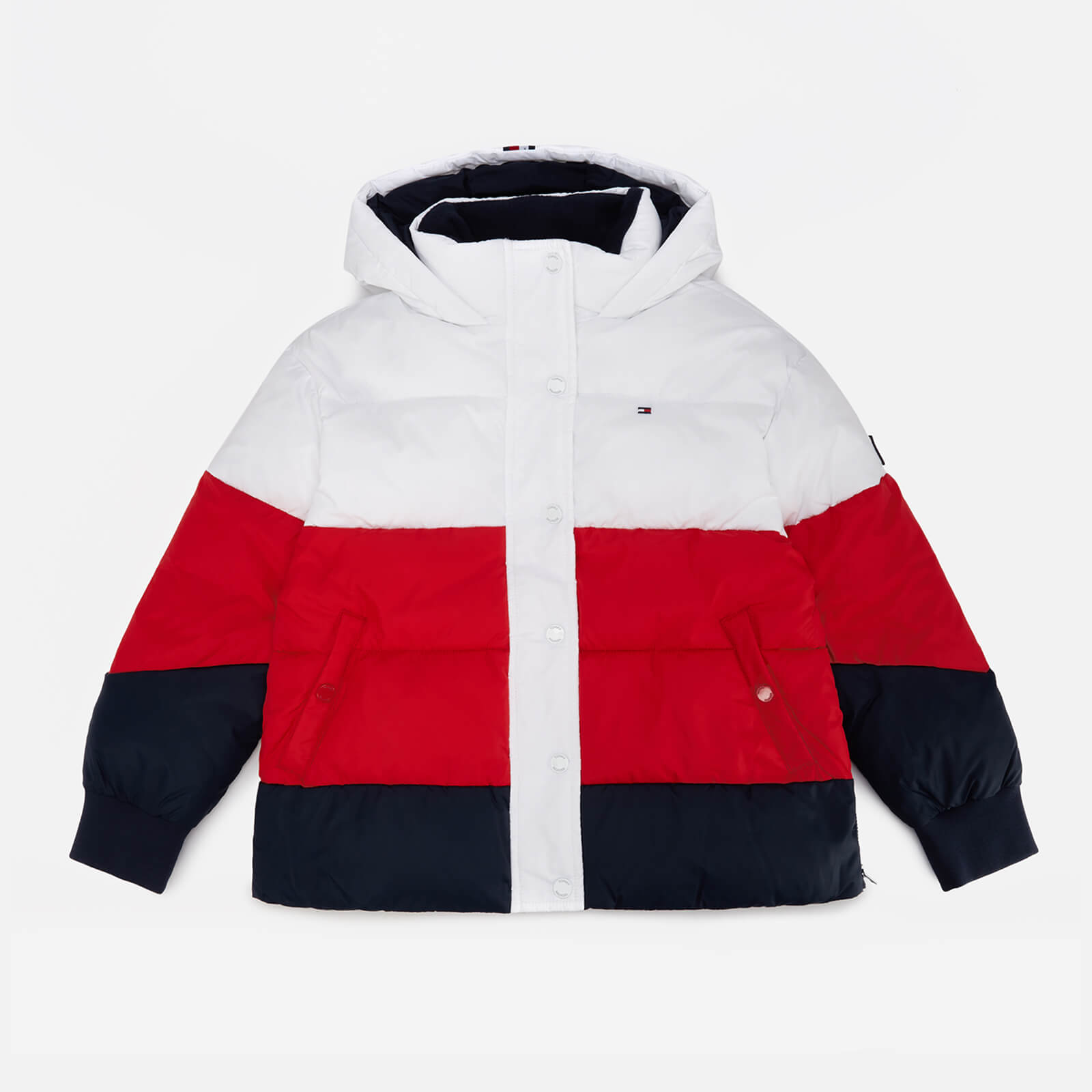 Tommy Hilfiger Girls' Essential Puffer Jacket - White/Red/Blue - 8 Years