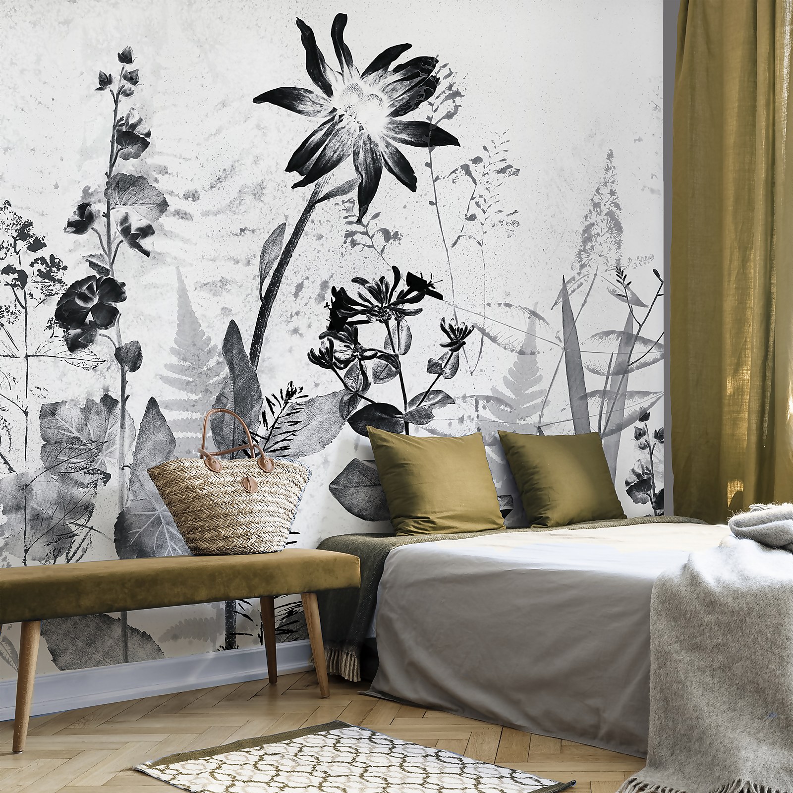 Photo of Flower Press Sketch Wall Mural