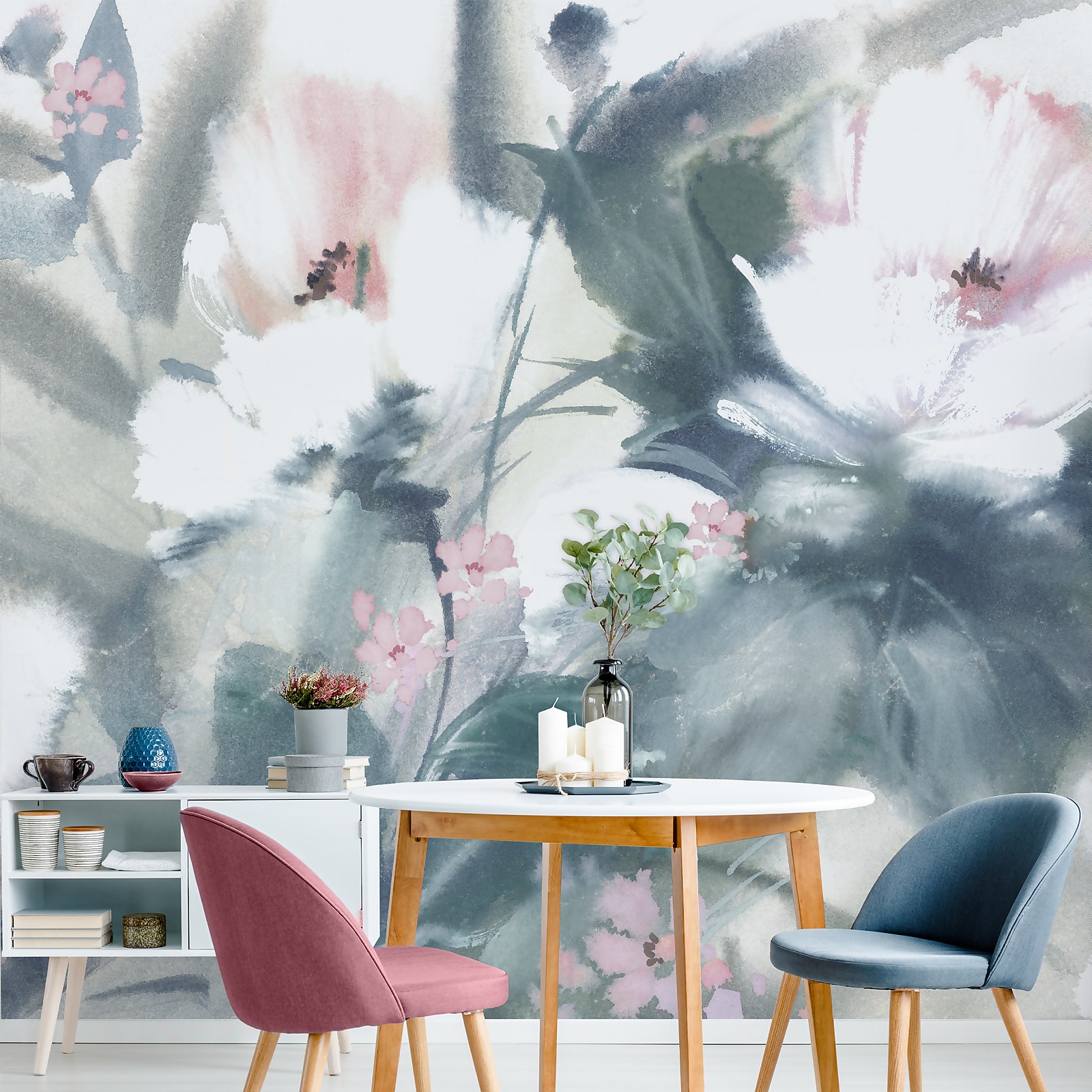 Photo of Expressive Floral Pastel Wall Mural