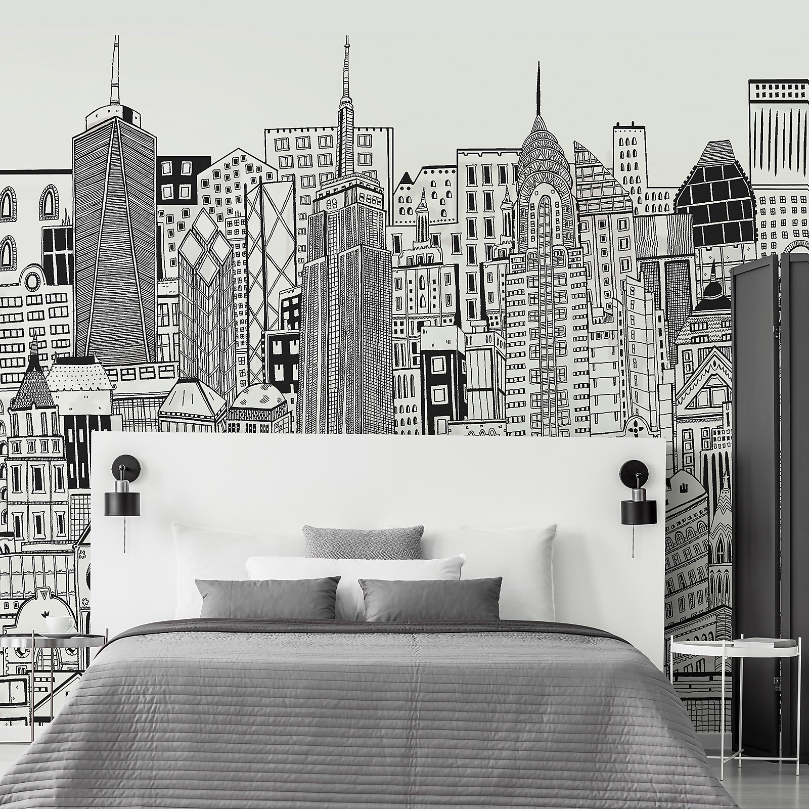 Photo of City Sketch Chalk Wall Mural
