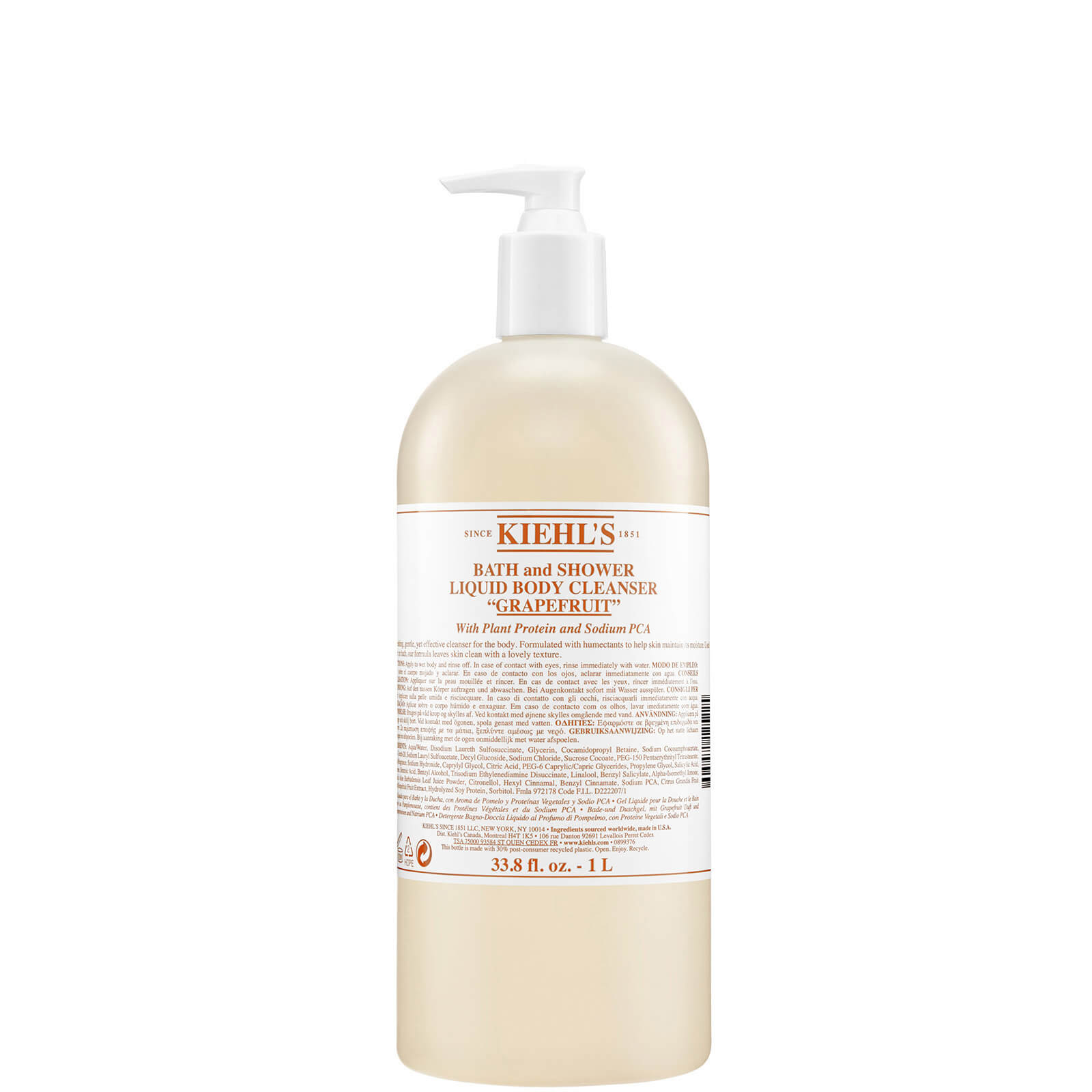 Kiehl's Bath and Shower Liquid Body Cleanser Grapefruit (Various Sizes) - 1000ml
