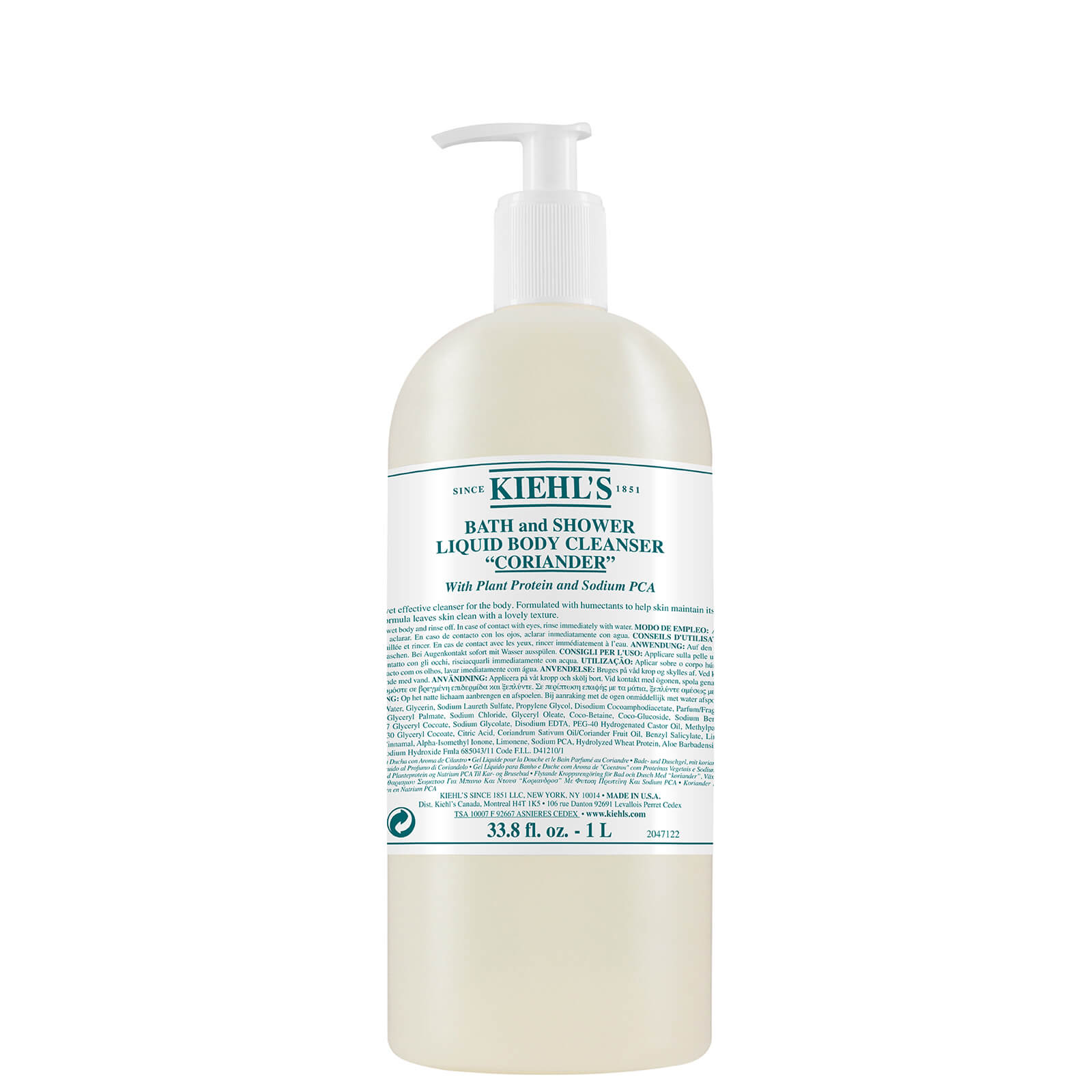 Kiehl's Bath and Shower Liquid Body Cleanser Coriander (Various Sizes) - 1000ml
