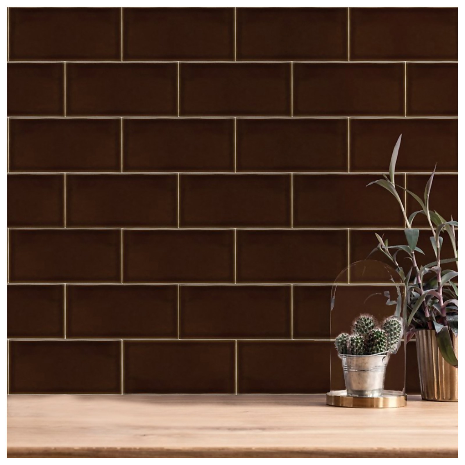Photo of V&a Puddle Glaze Teapot Brown Wall Tile 152x76mm