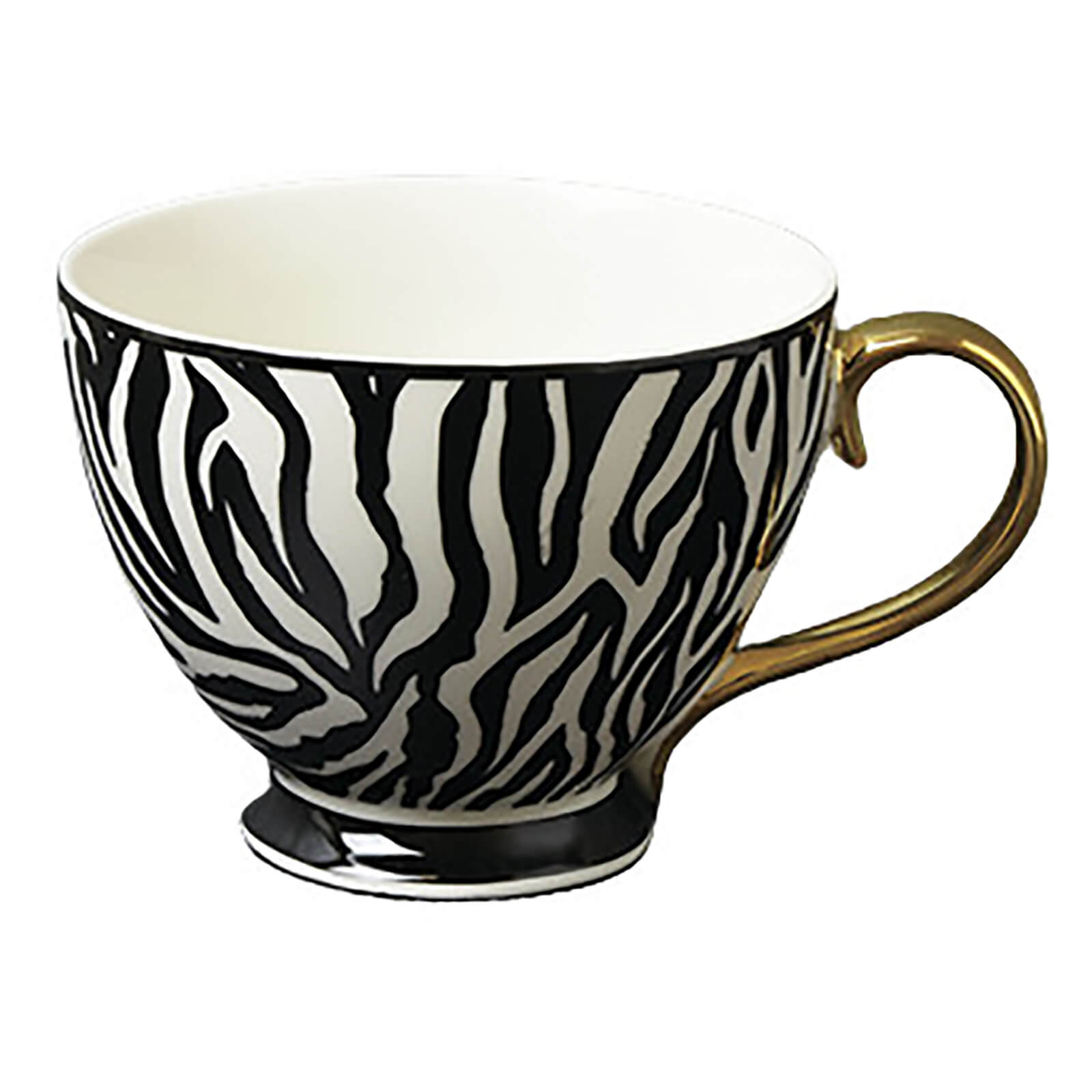 Zebra Print Porcelain Mug with Gold Handle