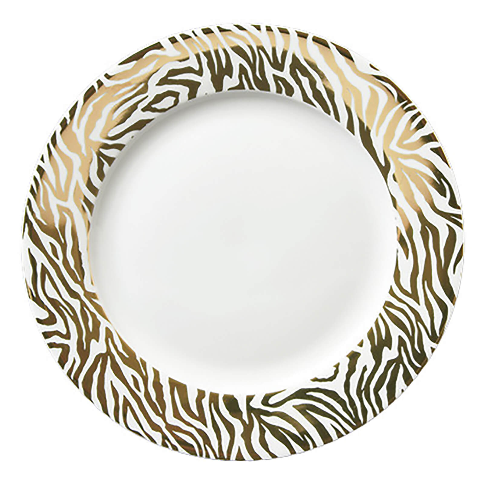 Zebra Print Porcelain Dinner Plate with Gold Rim